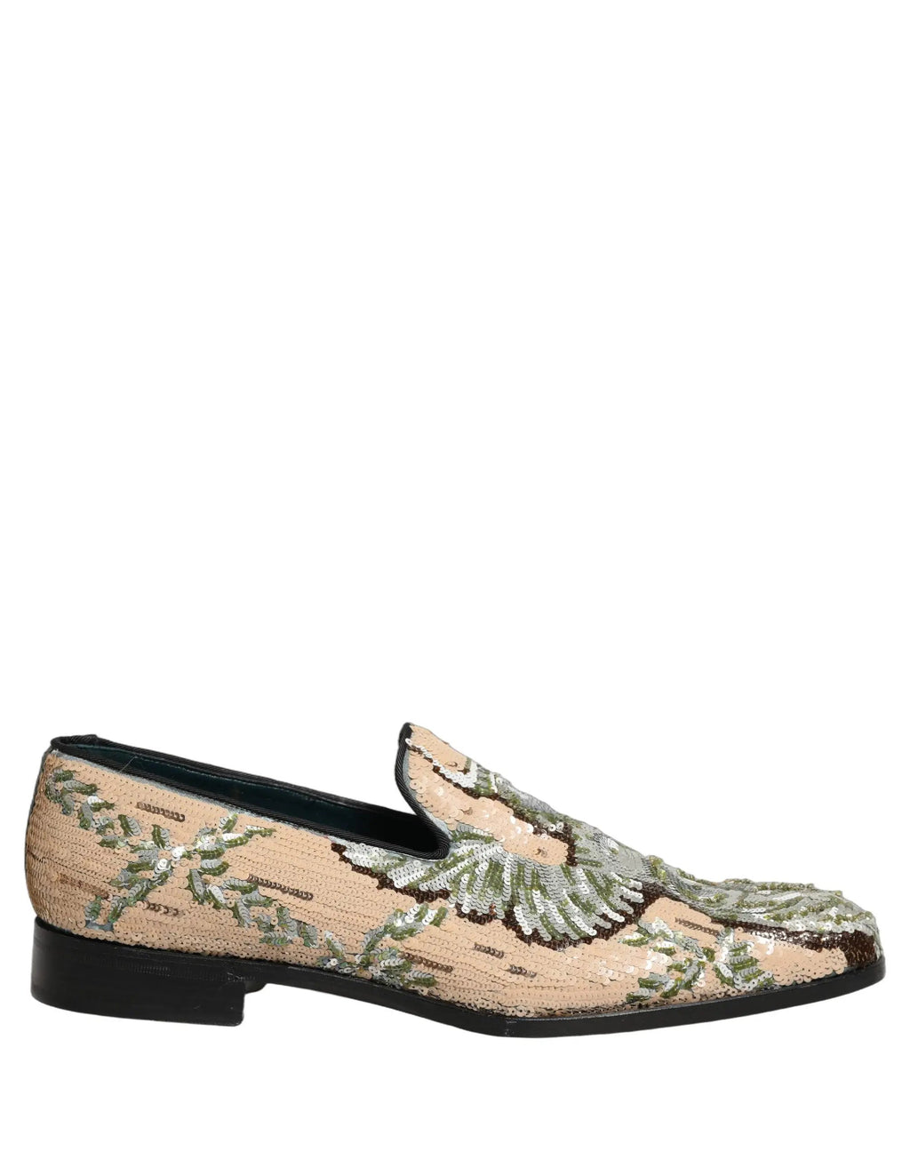 Chaussures mocassins Dolce & Gabbana beiges à broderies de sequins