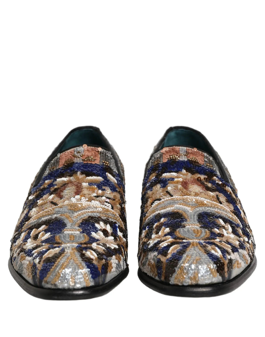 Dolce & Gabbana Multicolor Embroidered Sequin Loafers Shoes