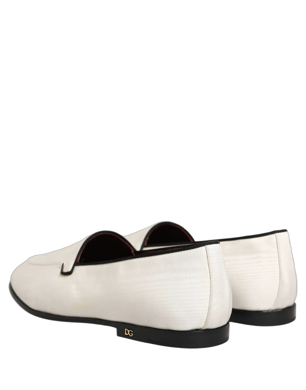Dolce & Gabbana White Velvet Slip On Men Flats Loafers Shoes