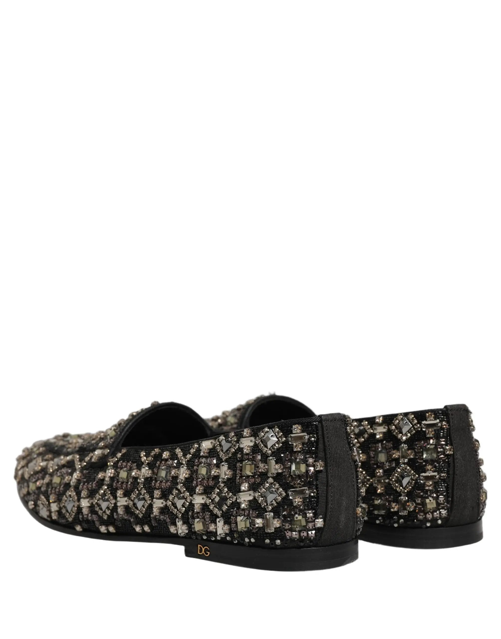 Dolce & Gabbana Silver Leather Logo Slip On Loafers Shoes