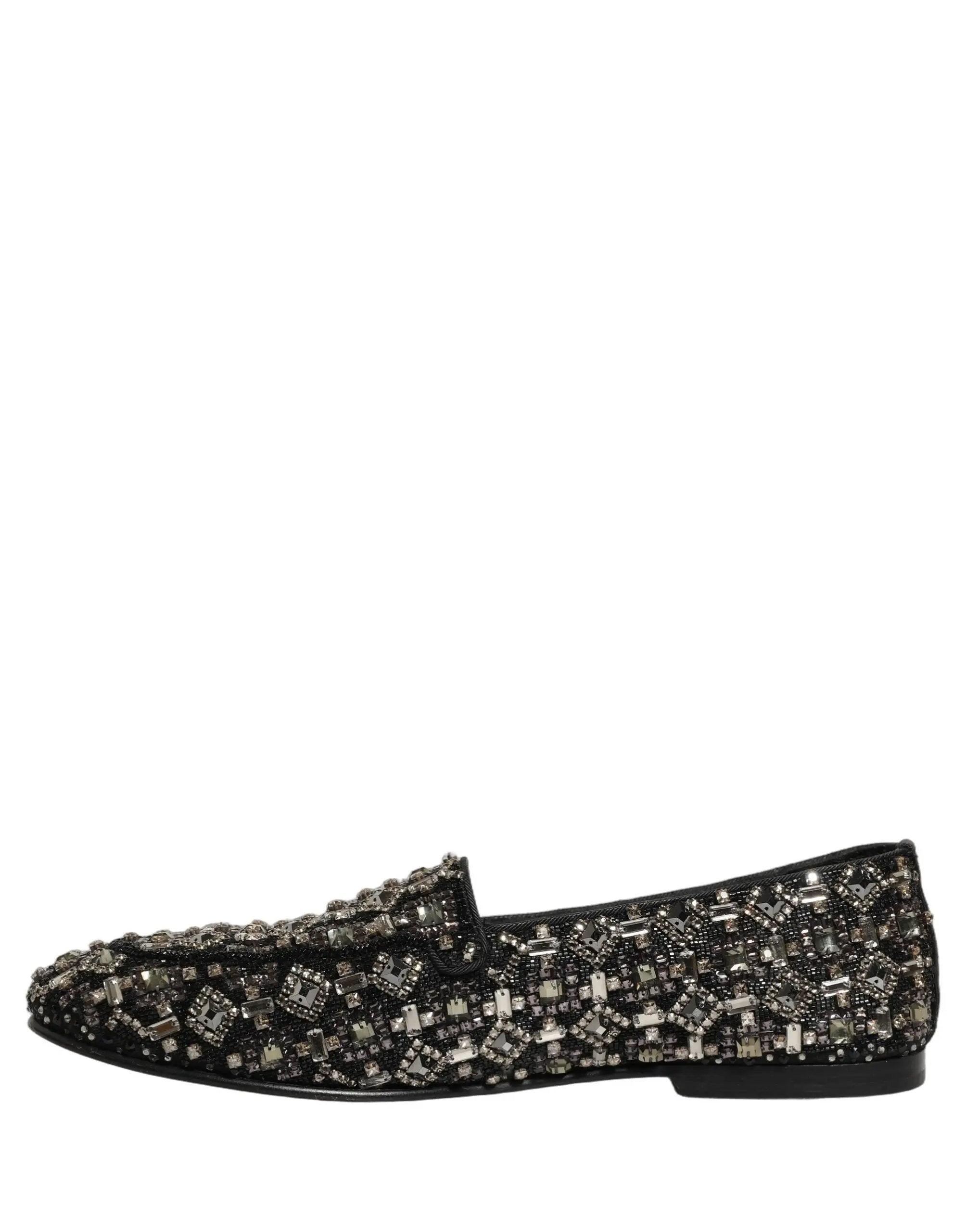 Chaussures Loafers Dolce & Gabbana ornées de cristaux noirs