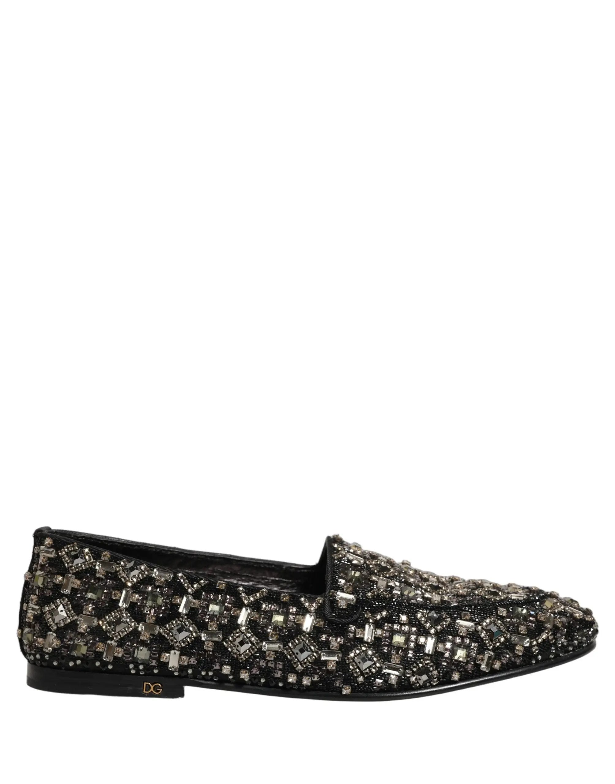 Chaussures Loafers Dolce & Gabbana ornées de cristaux noirs