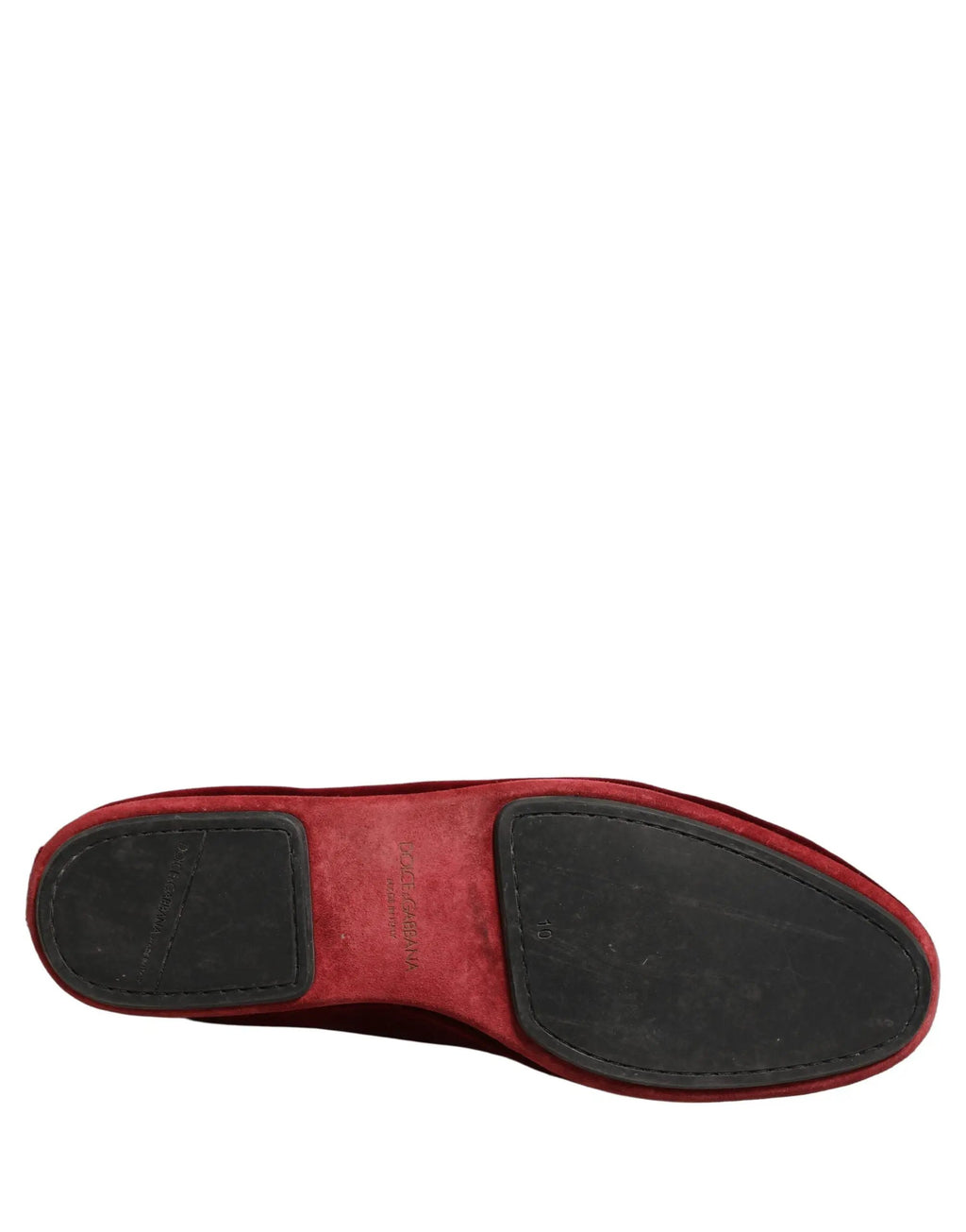 Dolce & Gabbana Mocassins Plats Homme en Velours Bordeau à Enfiler