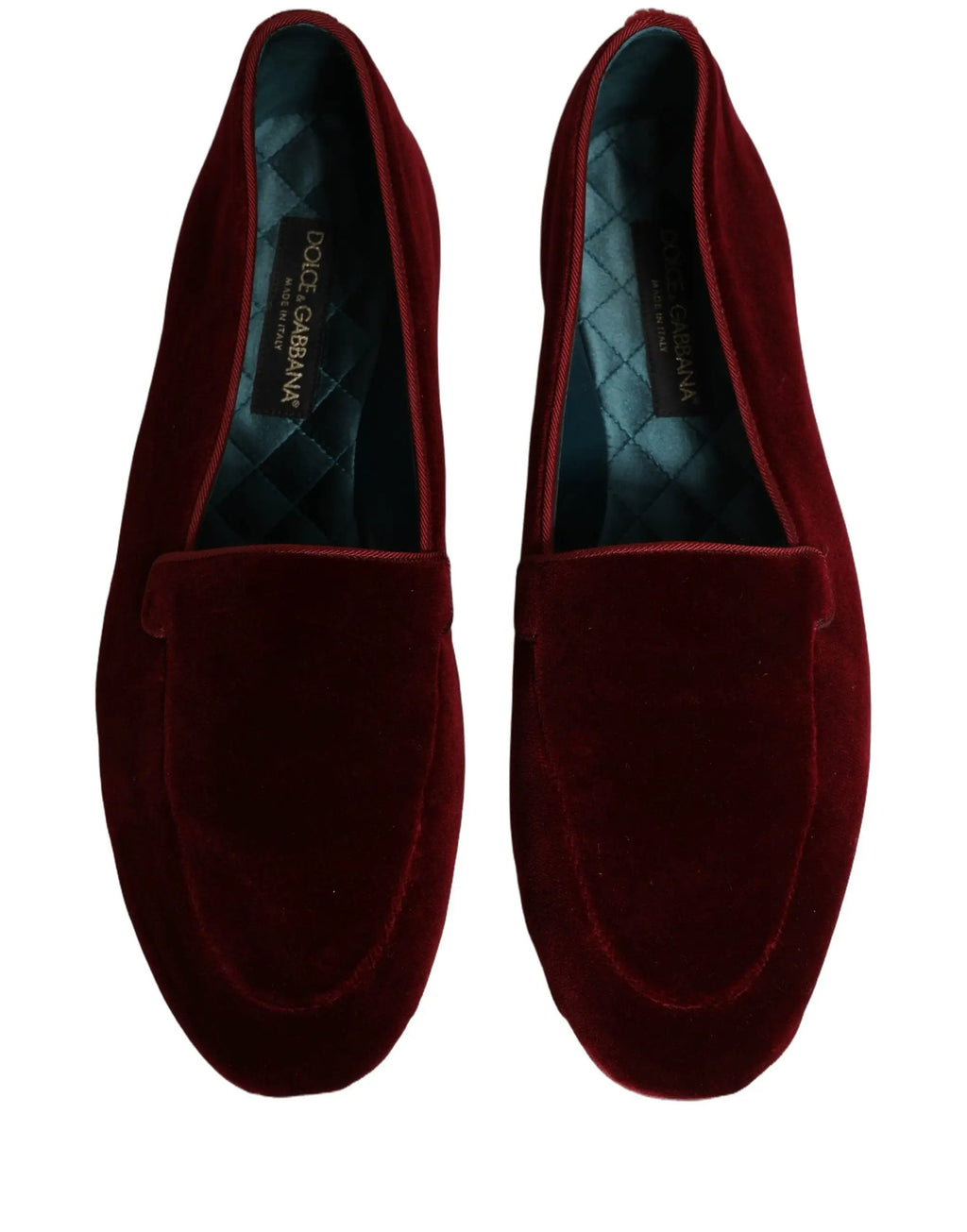 Dolce & Gabbana Mocassins Plats Homme en Velours Bordeau à Enfiler
