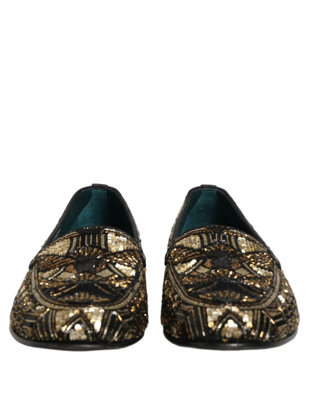 Mocassins à enfiler ornés d'or noir Dolce & Gabbana