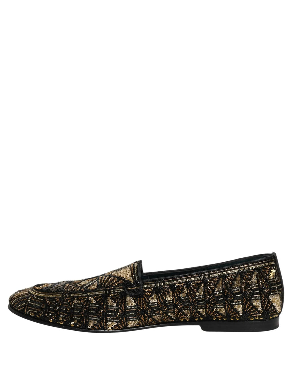 Mocassins à enfiler ornés d'or noir Dolce & Gabbana