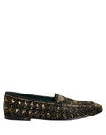 Mocassins à enfiler ornés d'or noir Dolce & Gabbana