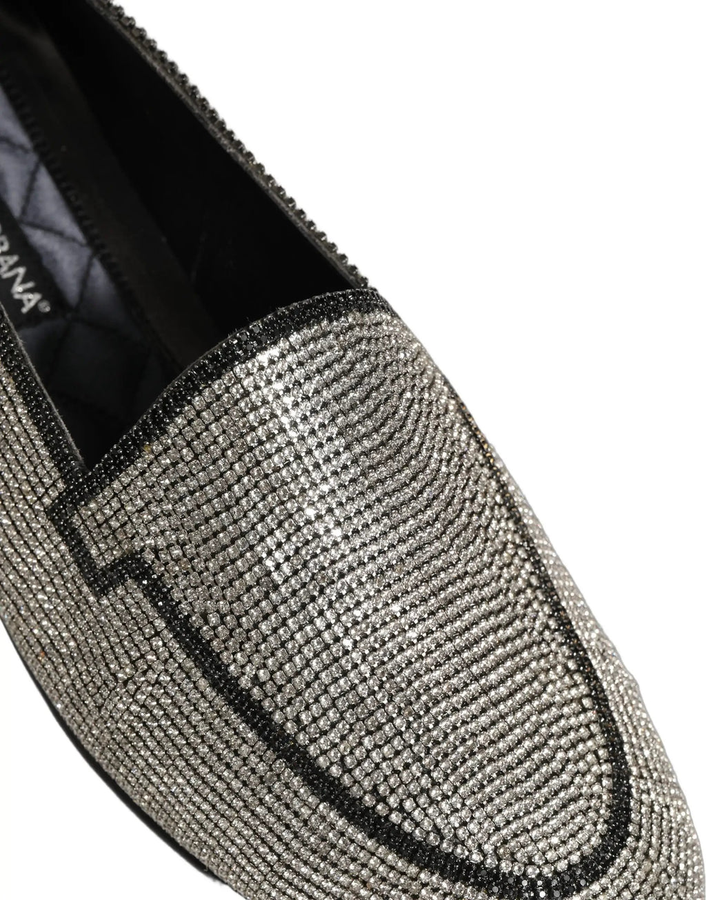 Dolce & Gabbana Silver Crystal Embellished Men Loafers Shoes