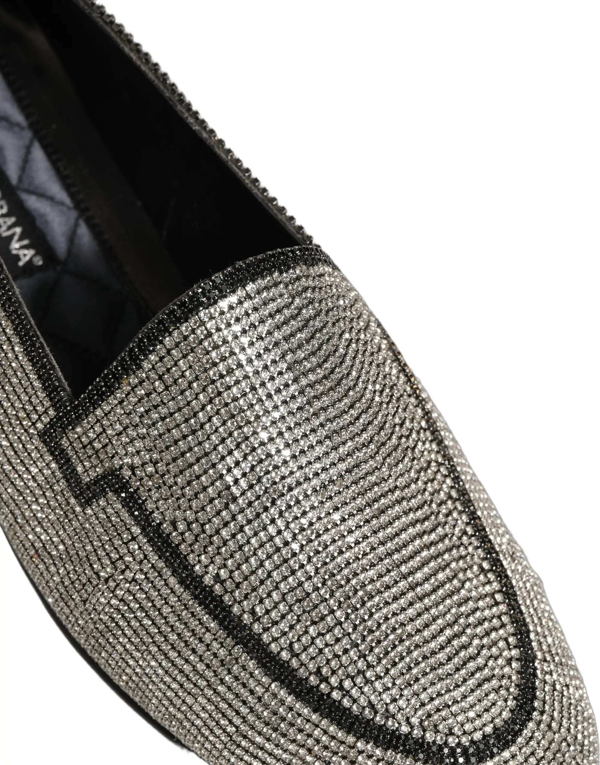 Dolce & Gabbana Silver Crystal Embellished Men Loafers Shoes