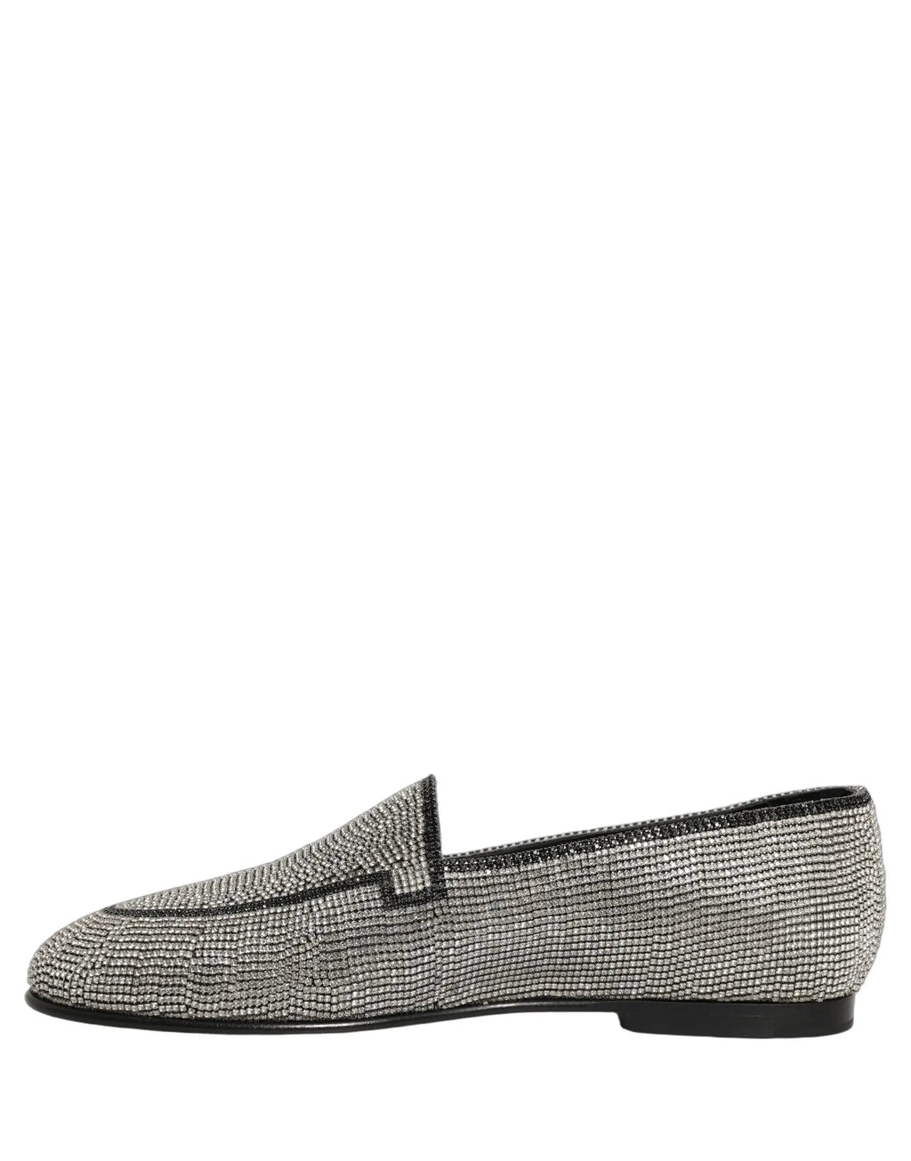 Dolce & Gabbana Silver Crystal Embellished Men Loafers Shoes
