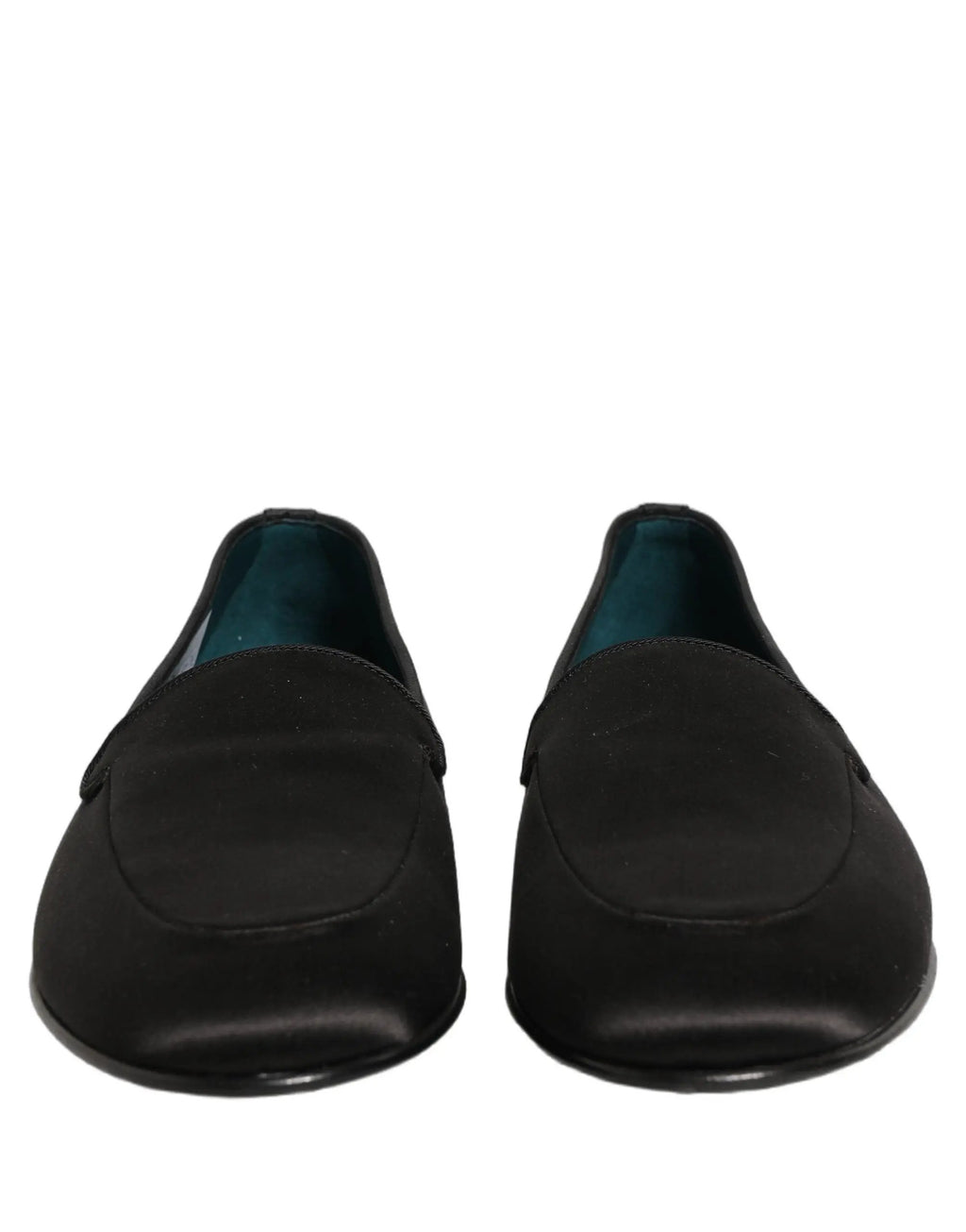 Dolce & Gabbana Black Satin Logo Slip On Flats Loafers Shoes
