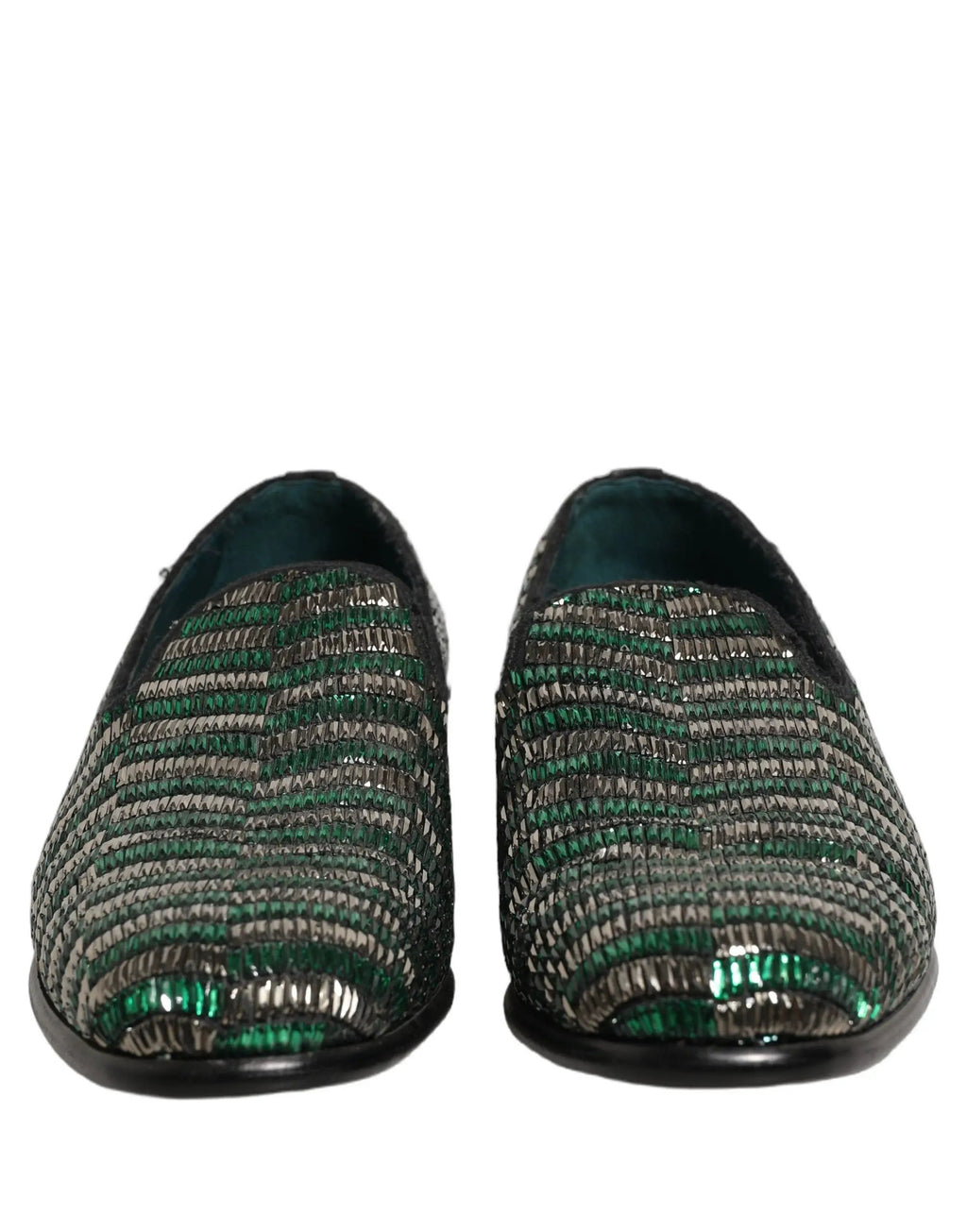 Chaussures mocassins Dolce & Gabbana argent vert ornées