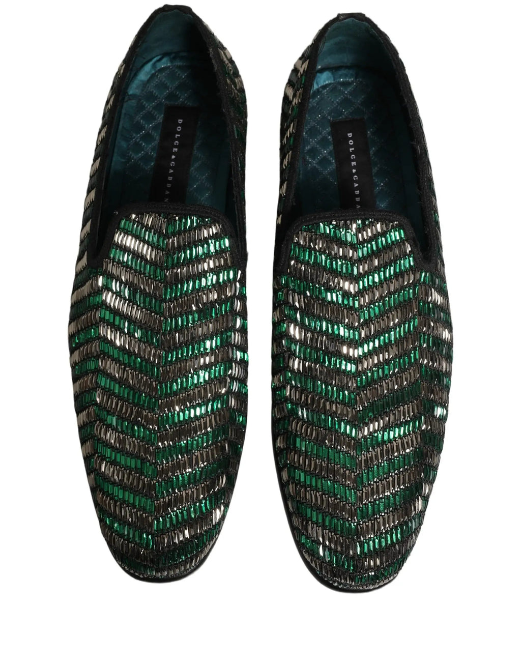 Chaussures mocassins Dolce & Gabbana argent vert ornées