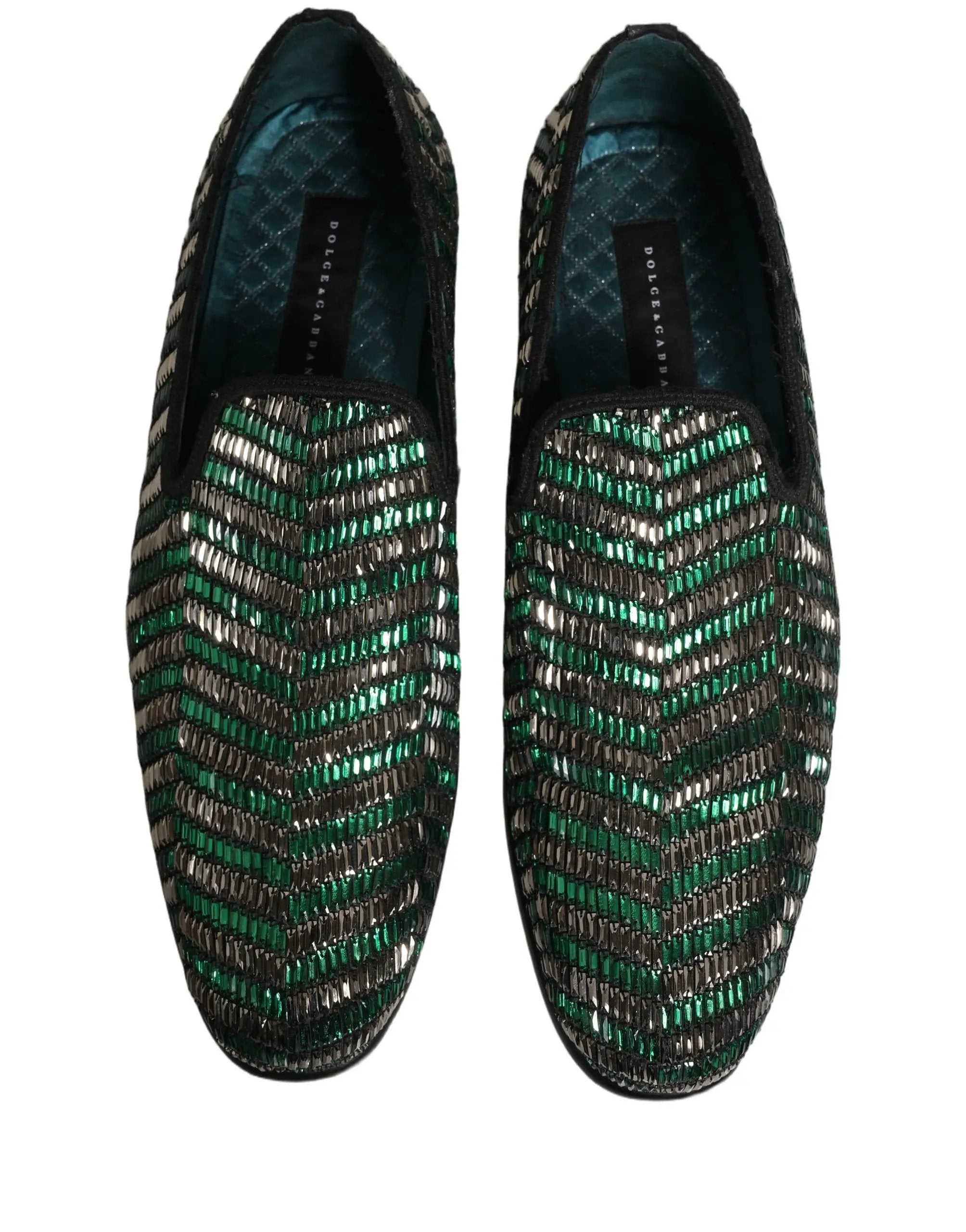 Chaussures mocassins Dolce & Gabbana argent vert ornées