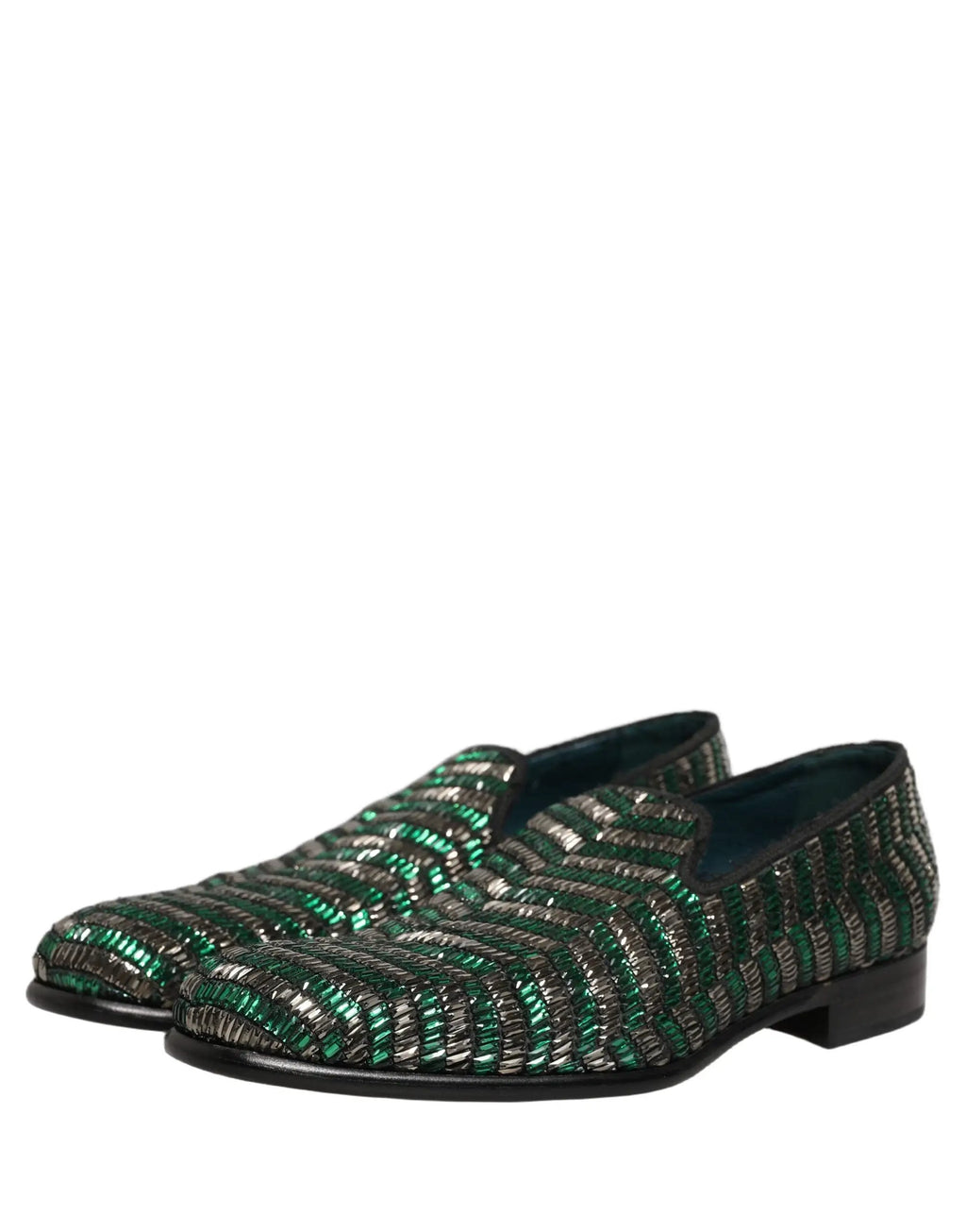 Chaussures mocassins Dolce & Gabbana argent vert ornées