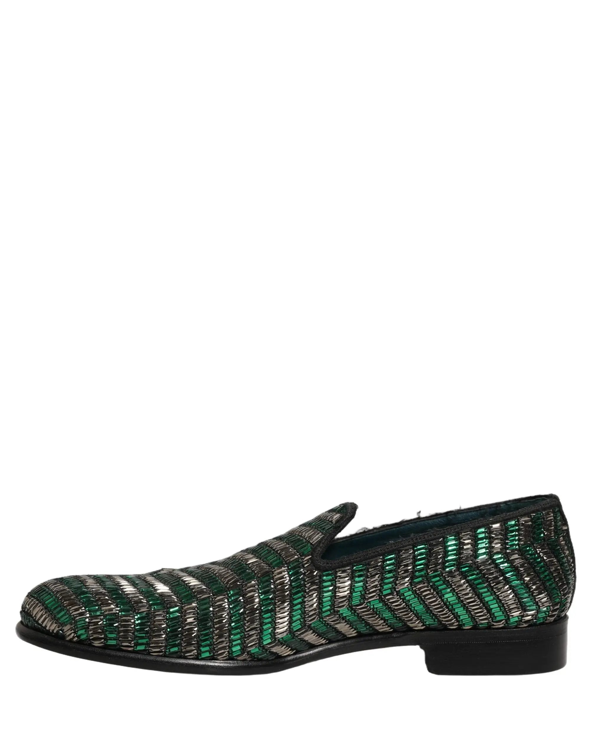 Chaussures mocassins Dolce & Gabbana argent vert ornées
