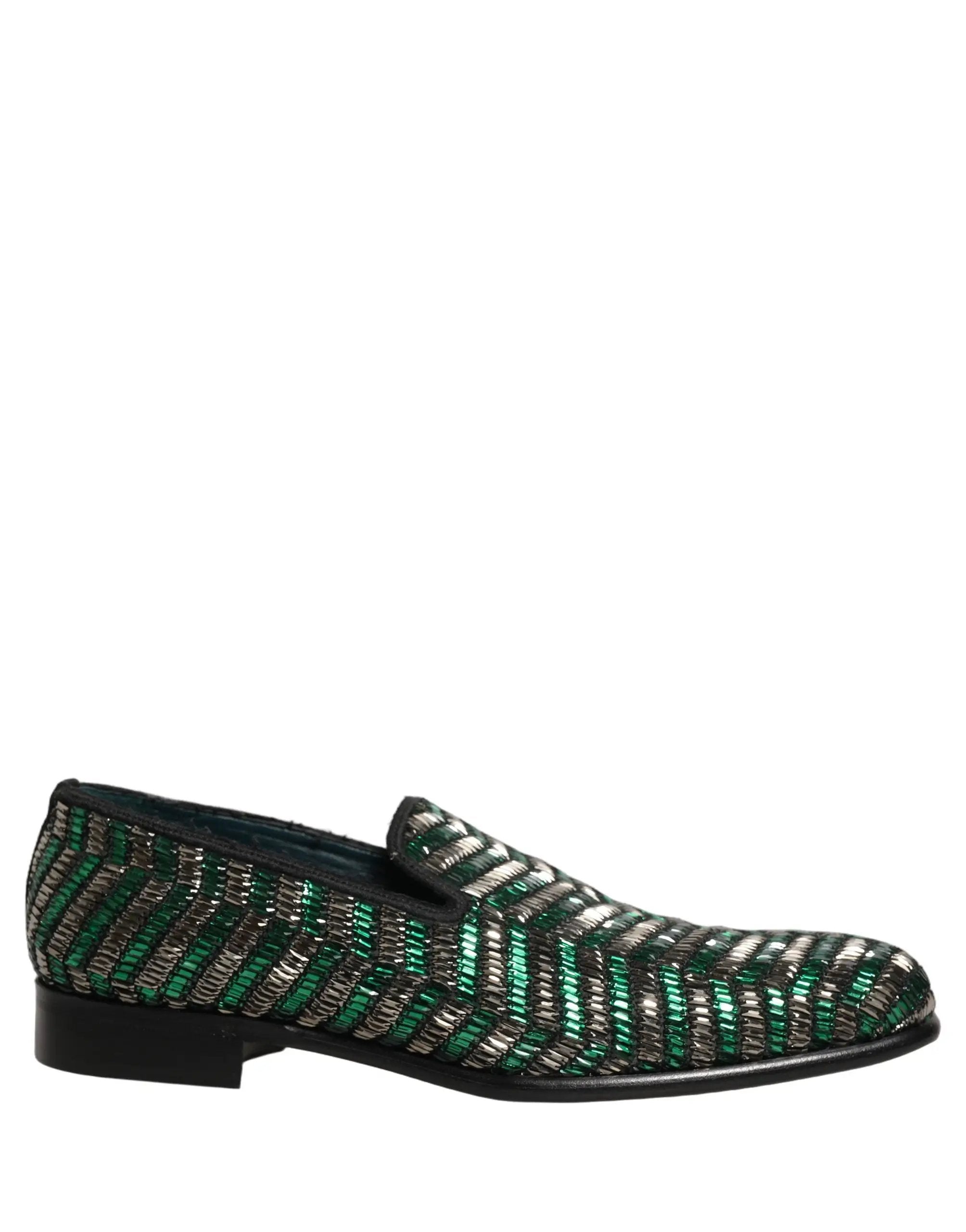Chaussures mocassins Dolce & Gabbana argent vert ornées