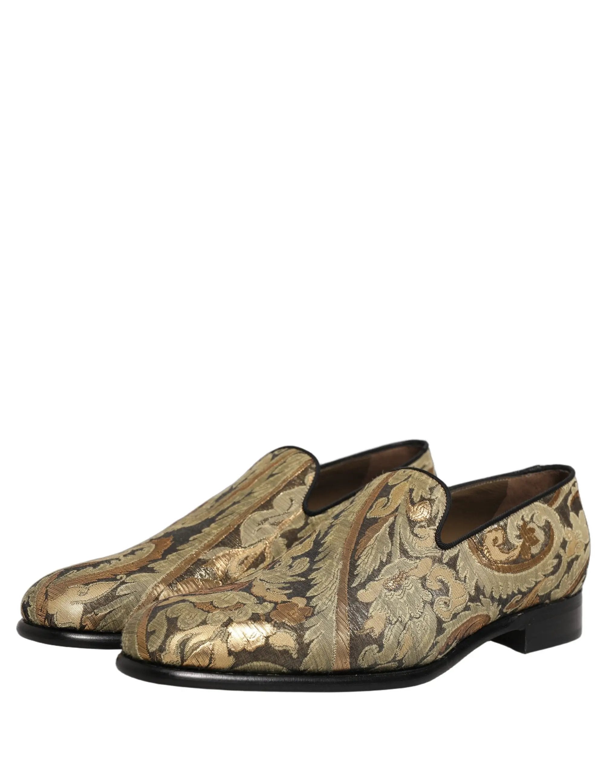 Mocassins de ville à enfiler Dolce & Gabbana en brocart doré pour homme