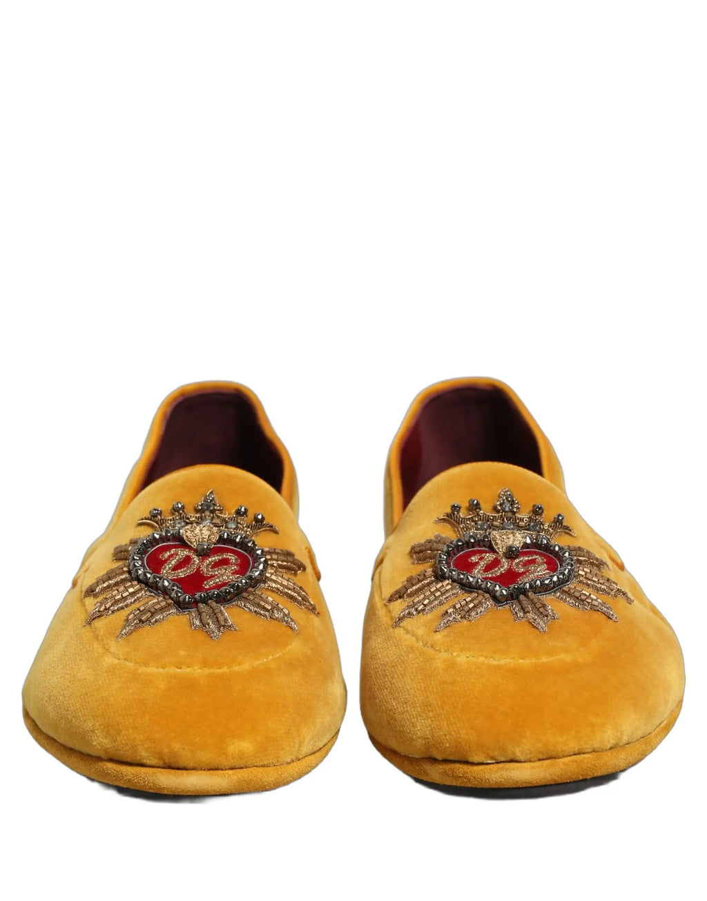 Chaussures plates Dolce & Gabbana en velours jaune DG cœur