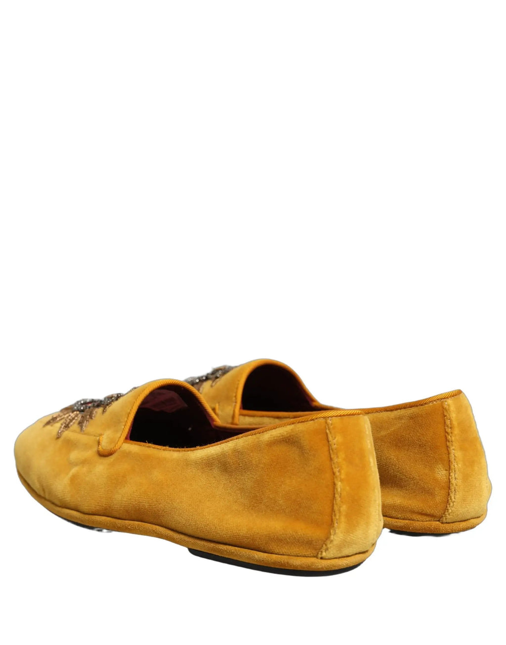 Chaussures plates Dolce & Gabbana en velours jaune DG cœur
