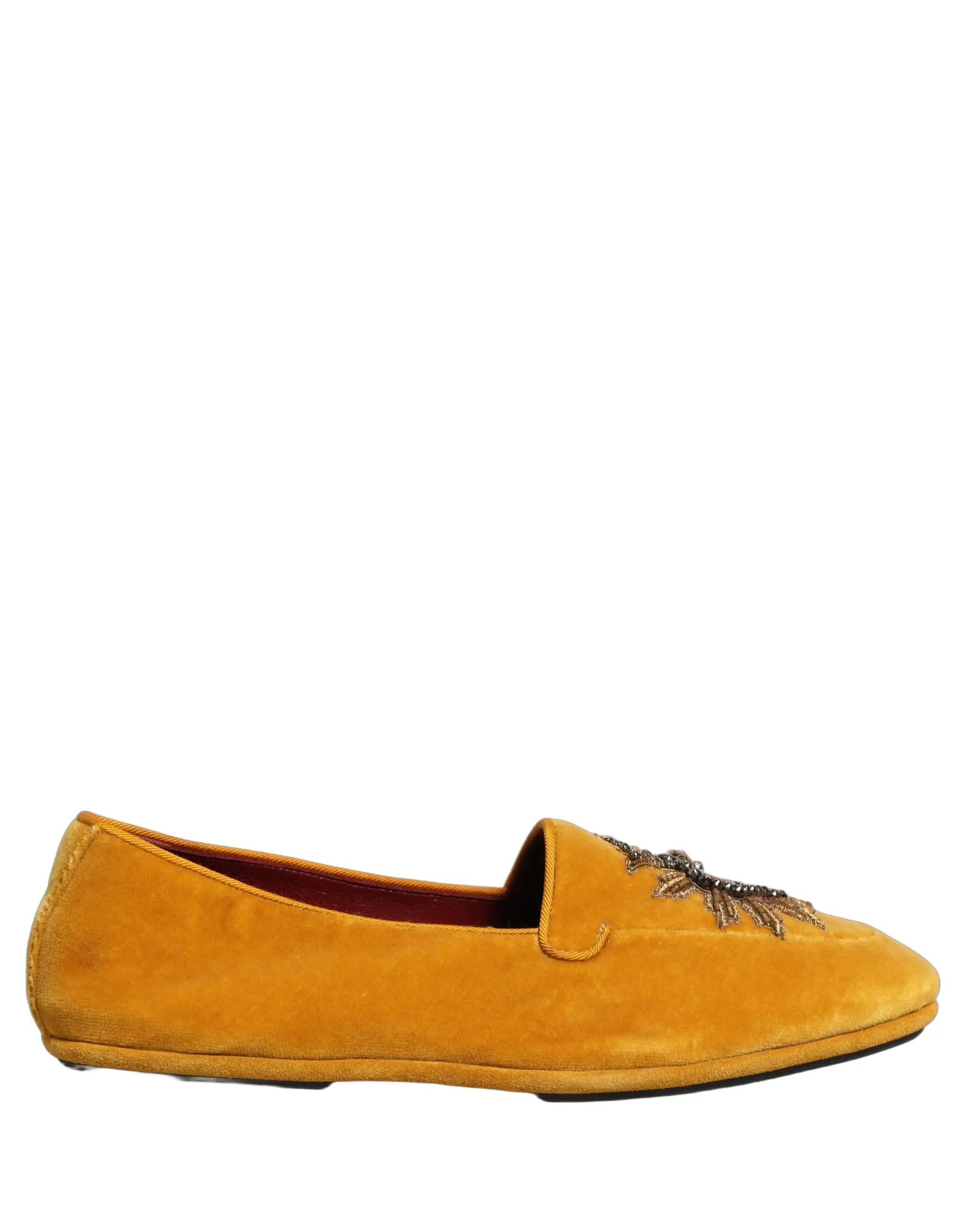 Chaussures plates Dolce & Gabbana en velours jaune DG cœur