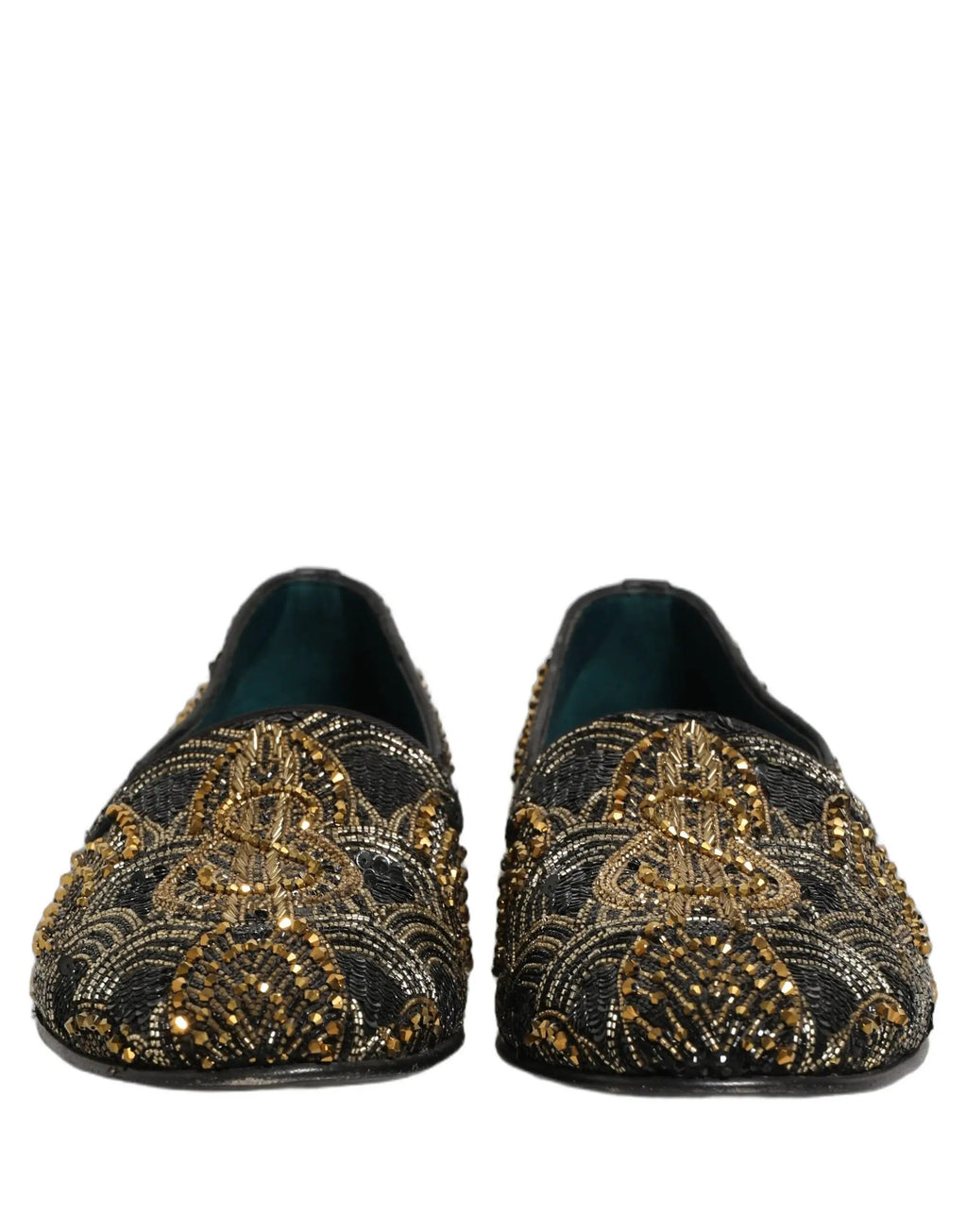 Mocassins Dolce & Gabbana noirs ornés de doré