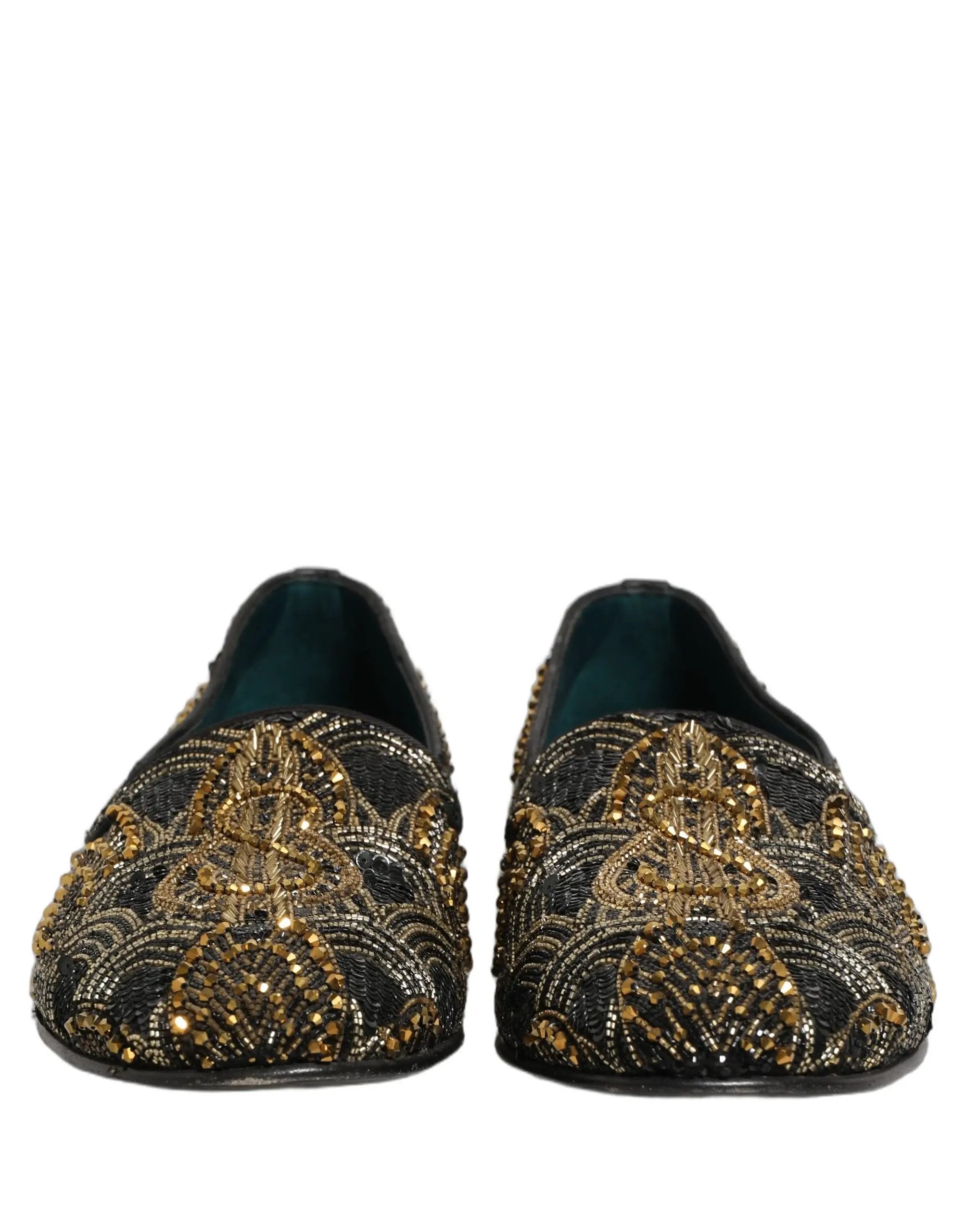 Mocassins Dolce & Gabbana noirs ornés de doré