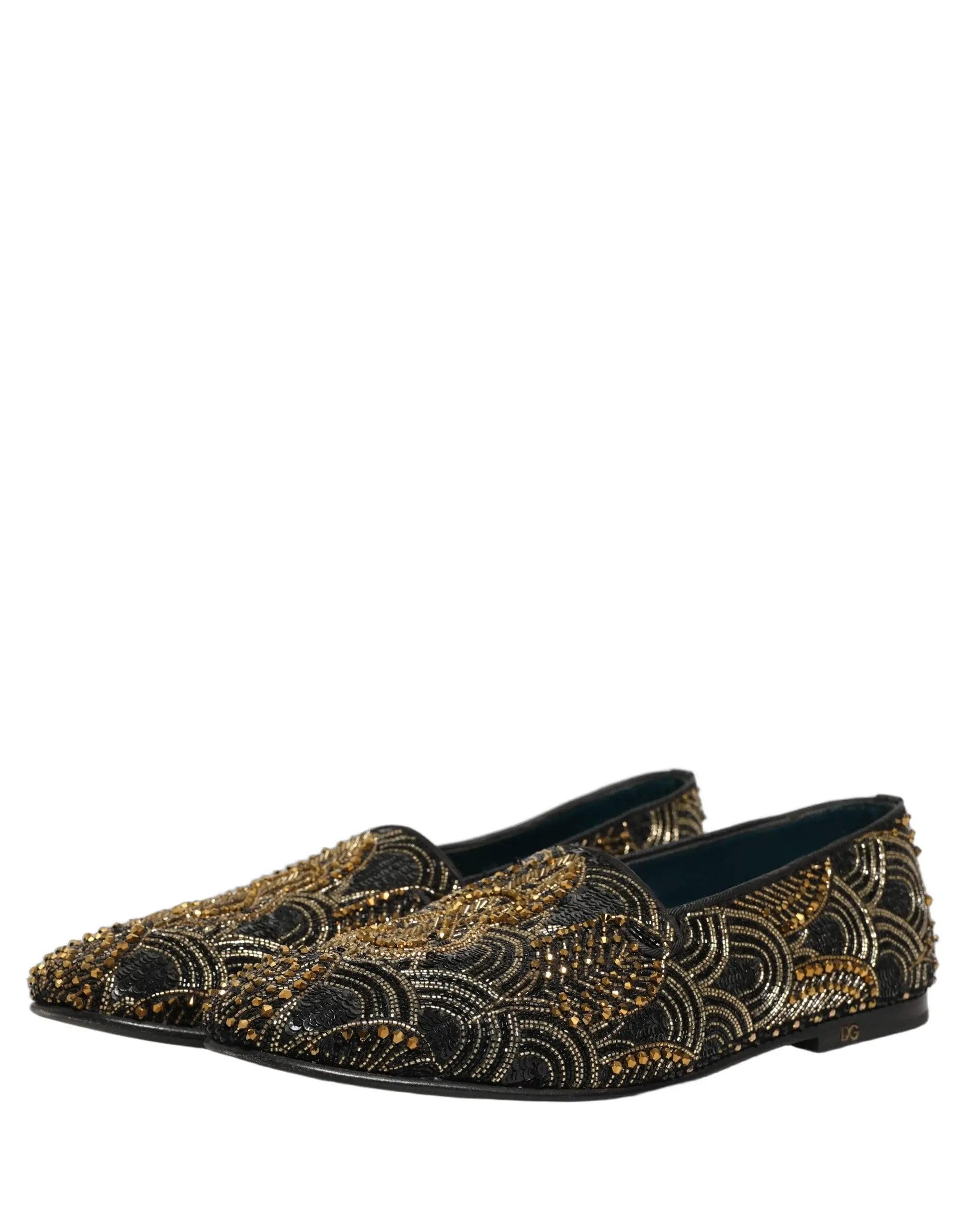 Mocassins Dolce & Gabbana noirs ornés de doré