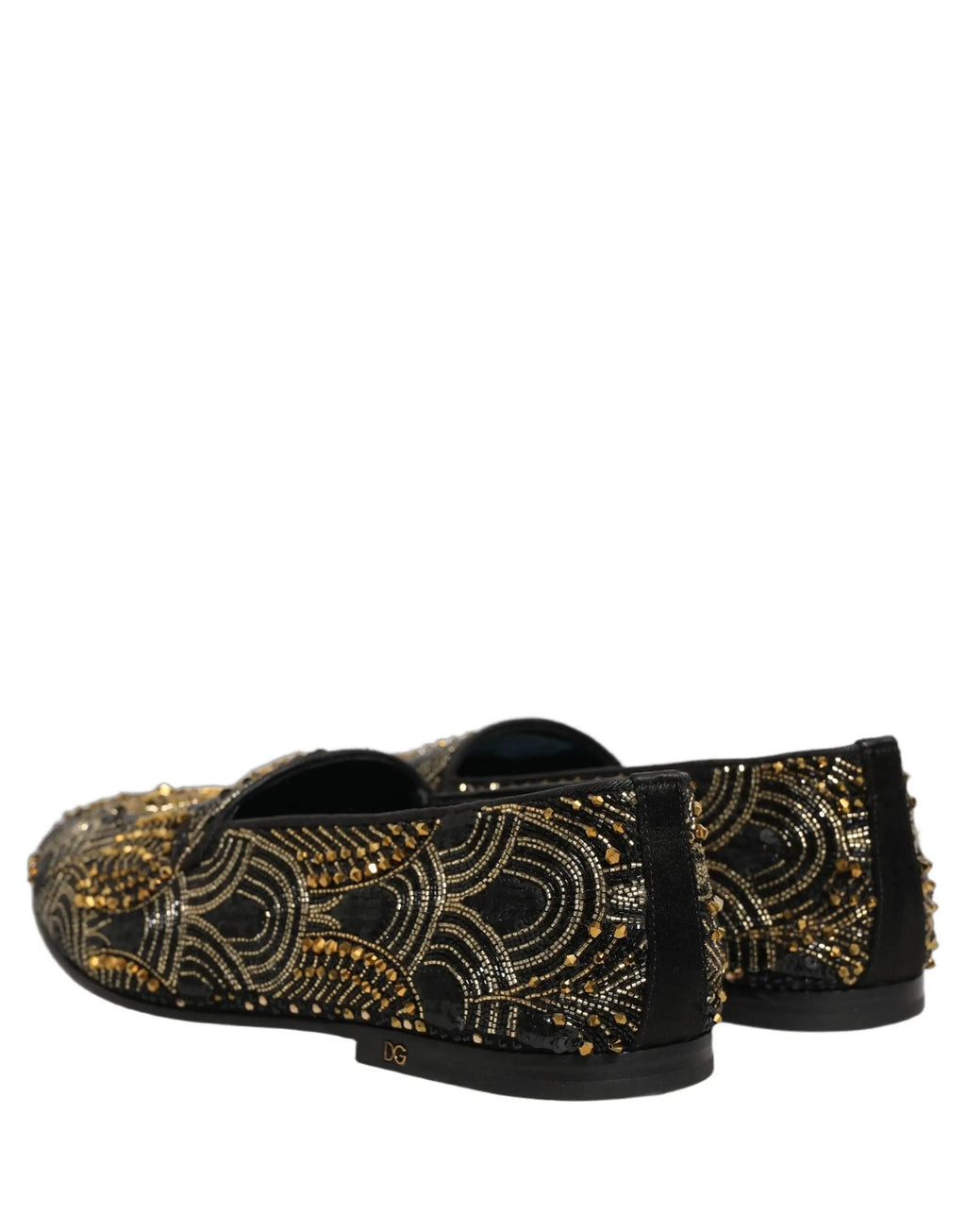 Mocassins Dolce & Gabbana noirs ornés de doré
