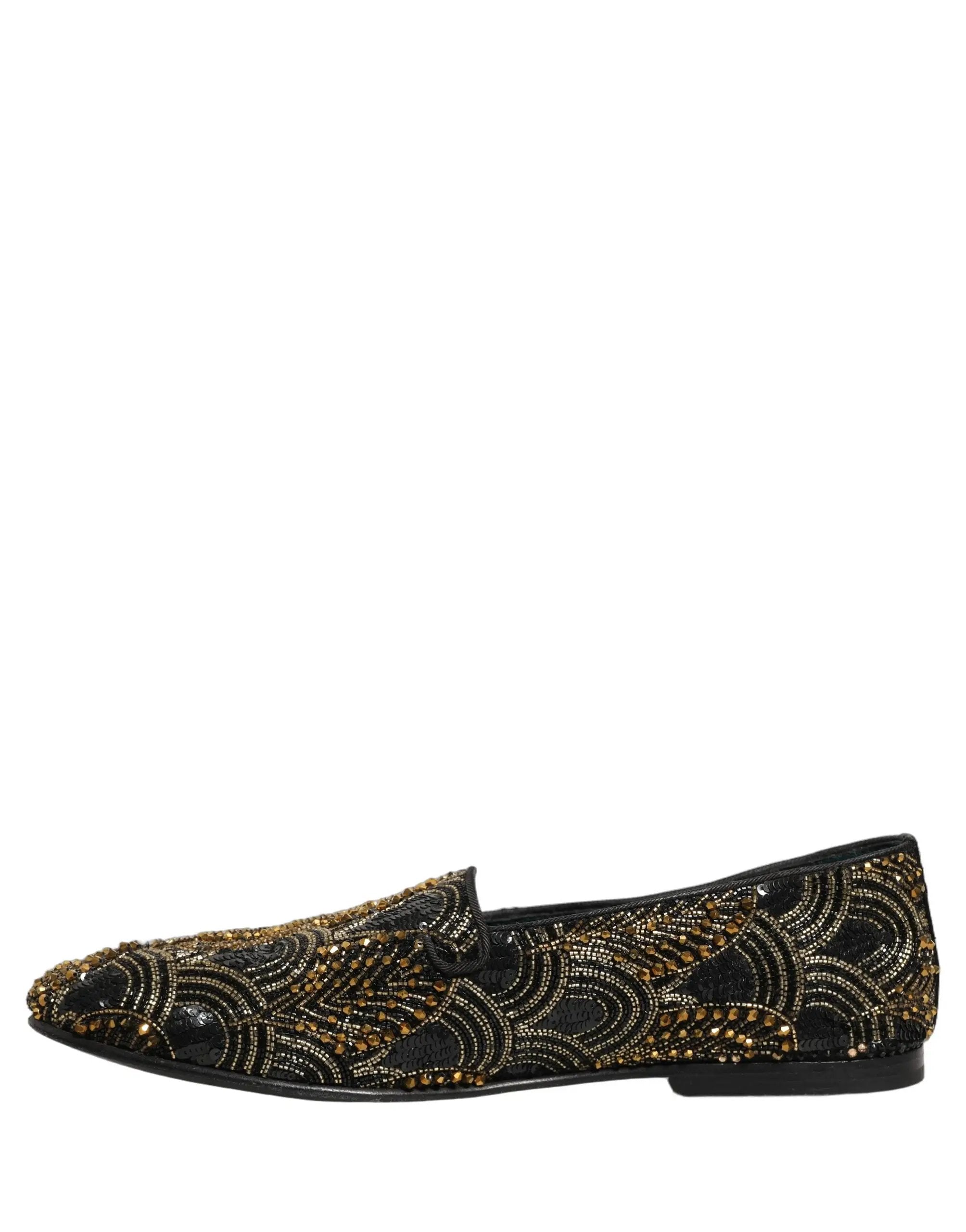 Mocassins Dolce & Gabbana noirs ornés de doré