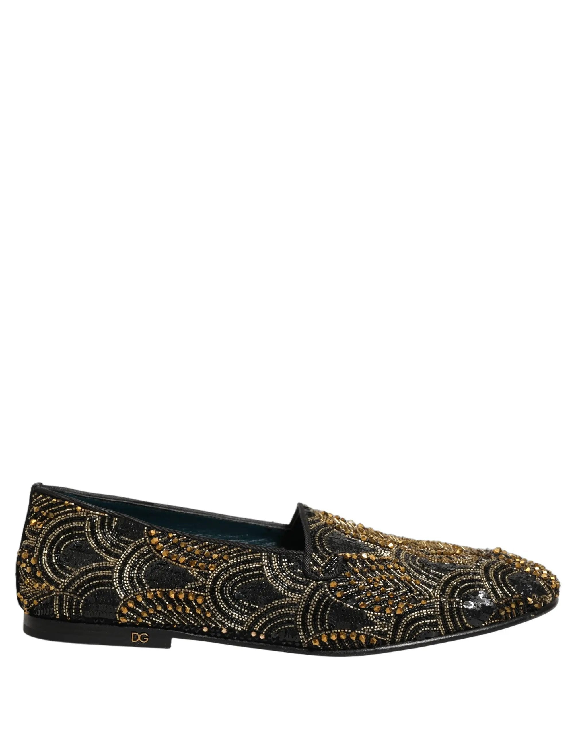 Mocassins Dolce & Gabbana noirs ornés de doré