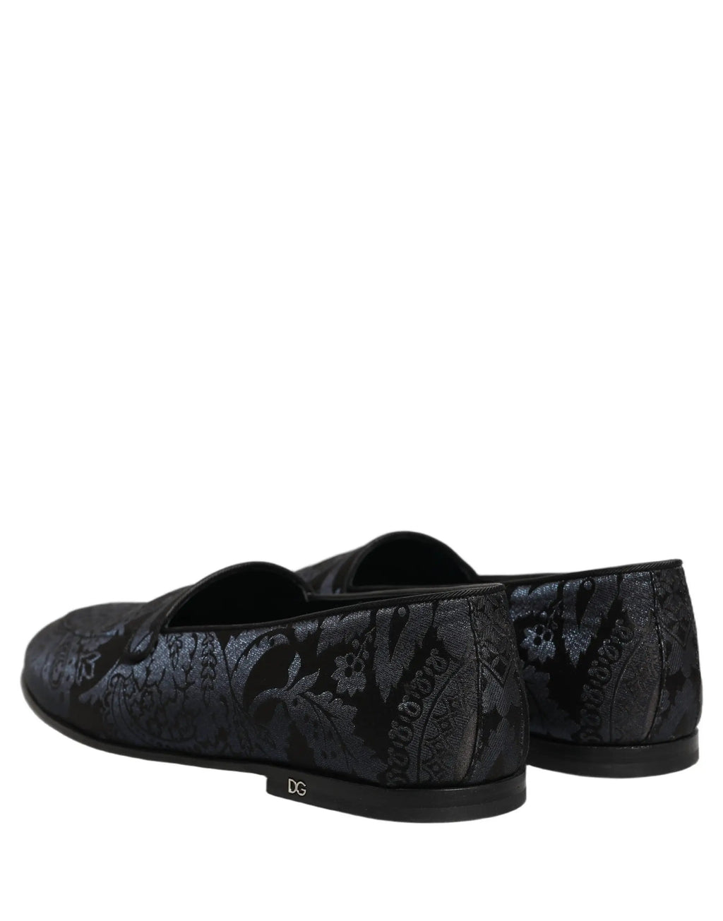 Dolce & Gabbana Blue Jacquard Leather Slip On Loafers Shoes