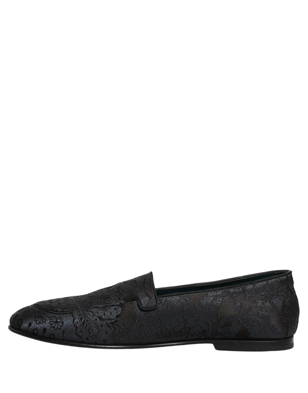 Dolce & Gabbana Blue Jacquard Leather Slip On Loafers Shoes