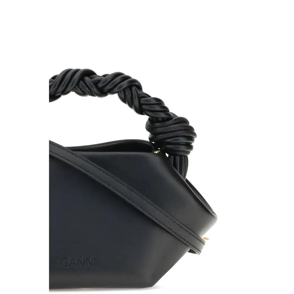 Ganni Black Recycled Leather Shoulder Bag