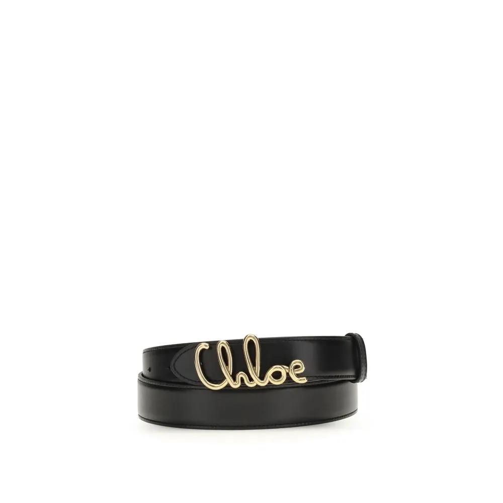 Ceinture Chloé en cuir de veau noir Bos Taurus