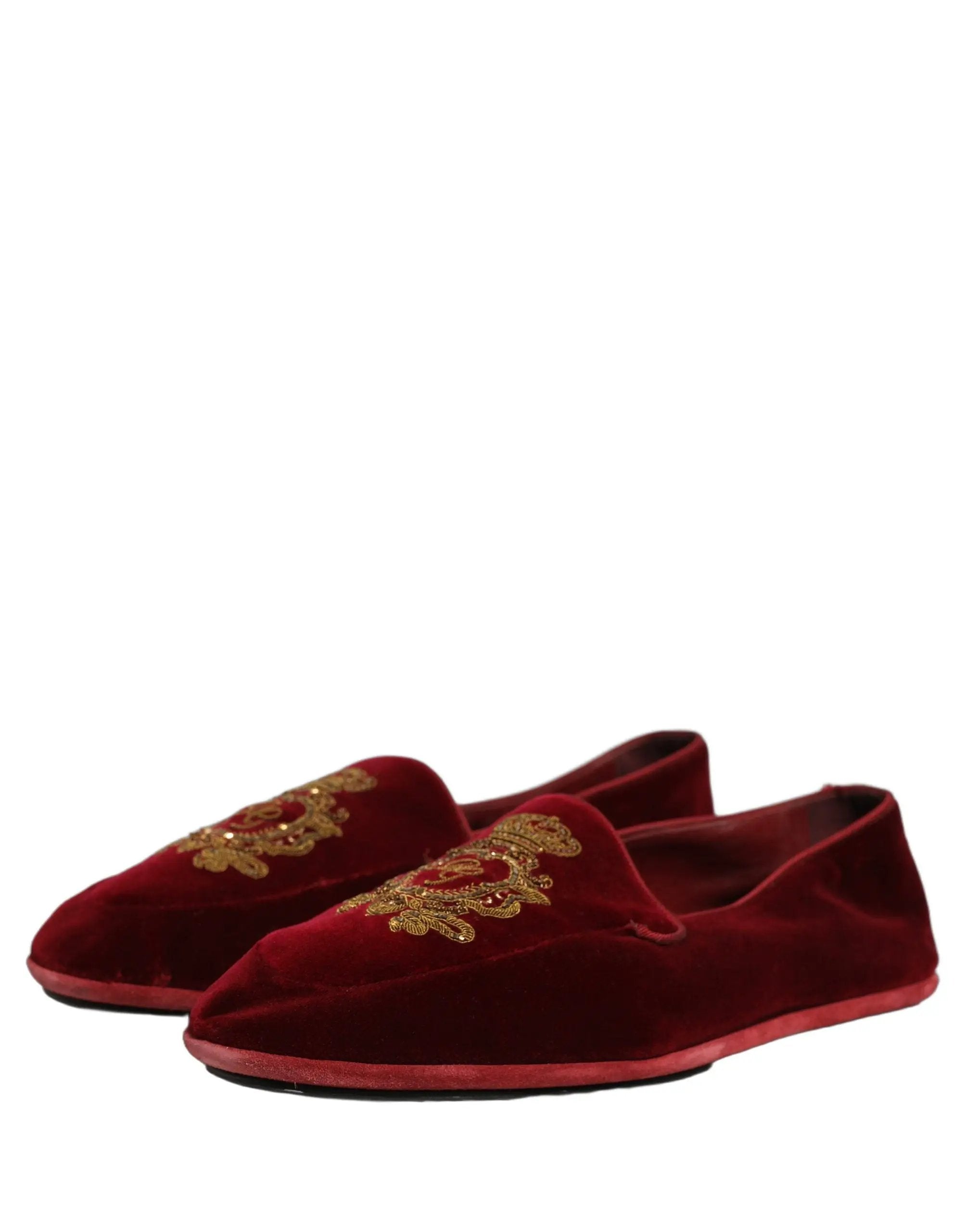 Chaussures mocassins Dolce & Gabbana en velours marron avec broderie couronne