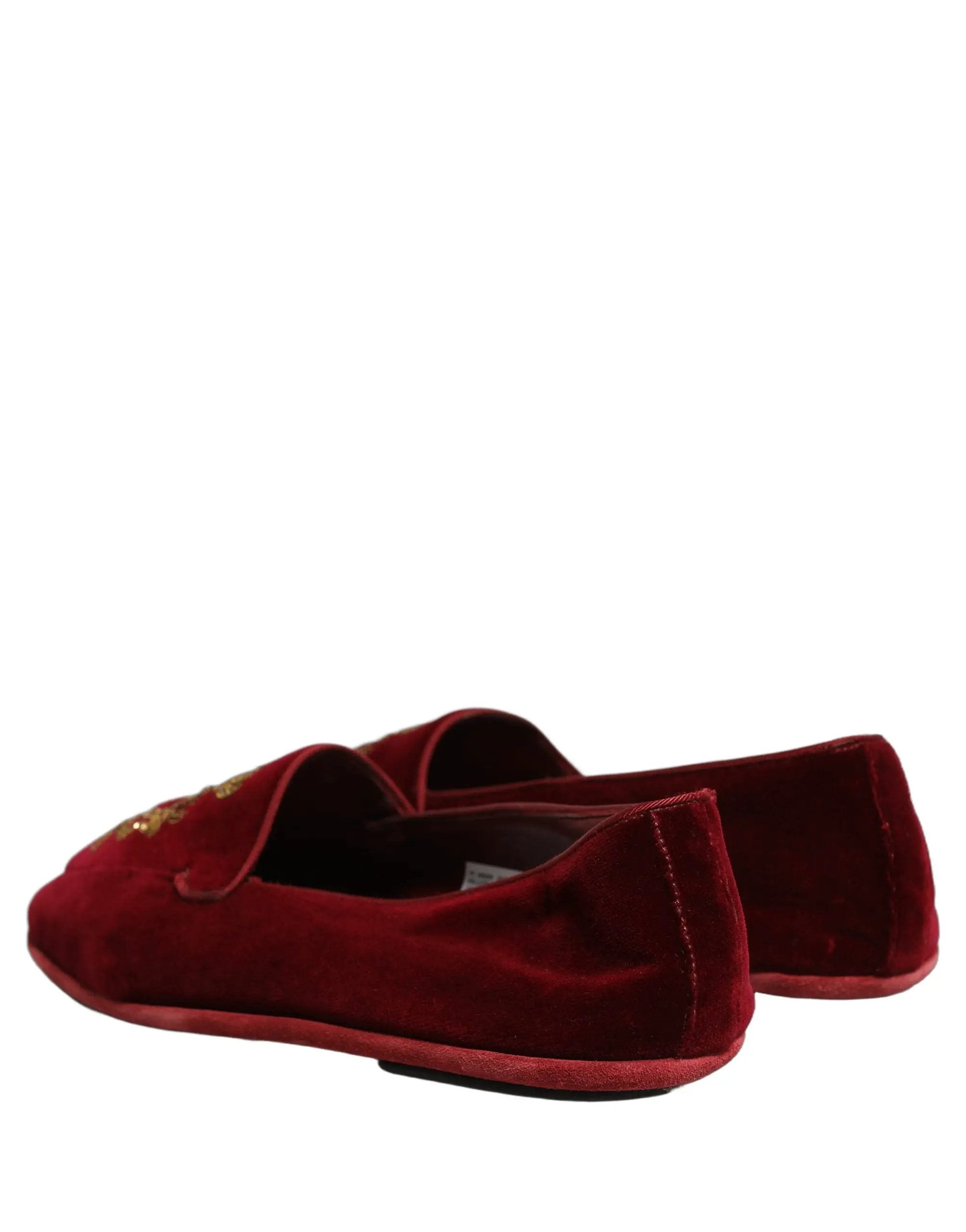 Chaussures mocassins Dolce & Gabbana en velours marron avec broderie couronne