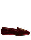 Chaussures mocassins Dolce & Gabbana en velours marron avec broderie couronne