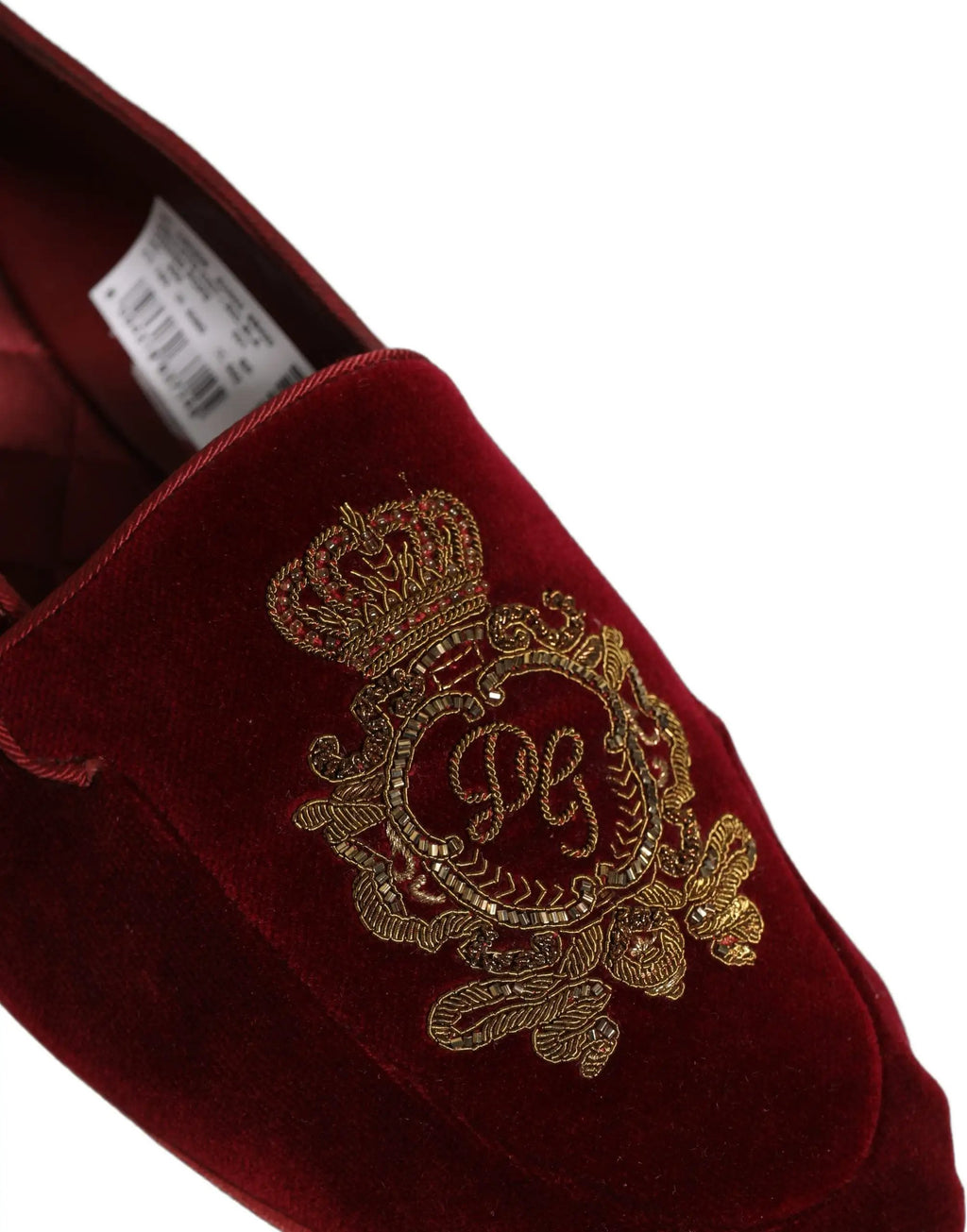 Chaussures mocassins Dolce & Gabbana en velours marron avec broderie couronne