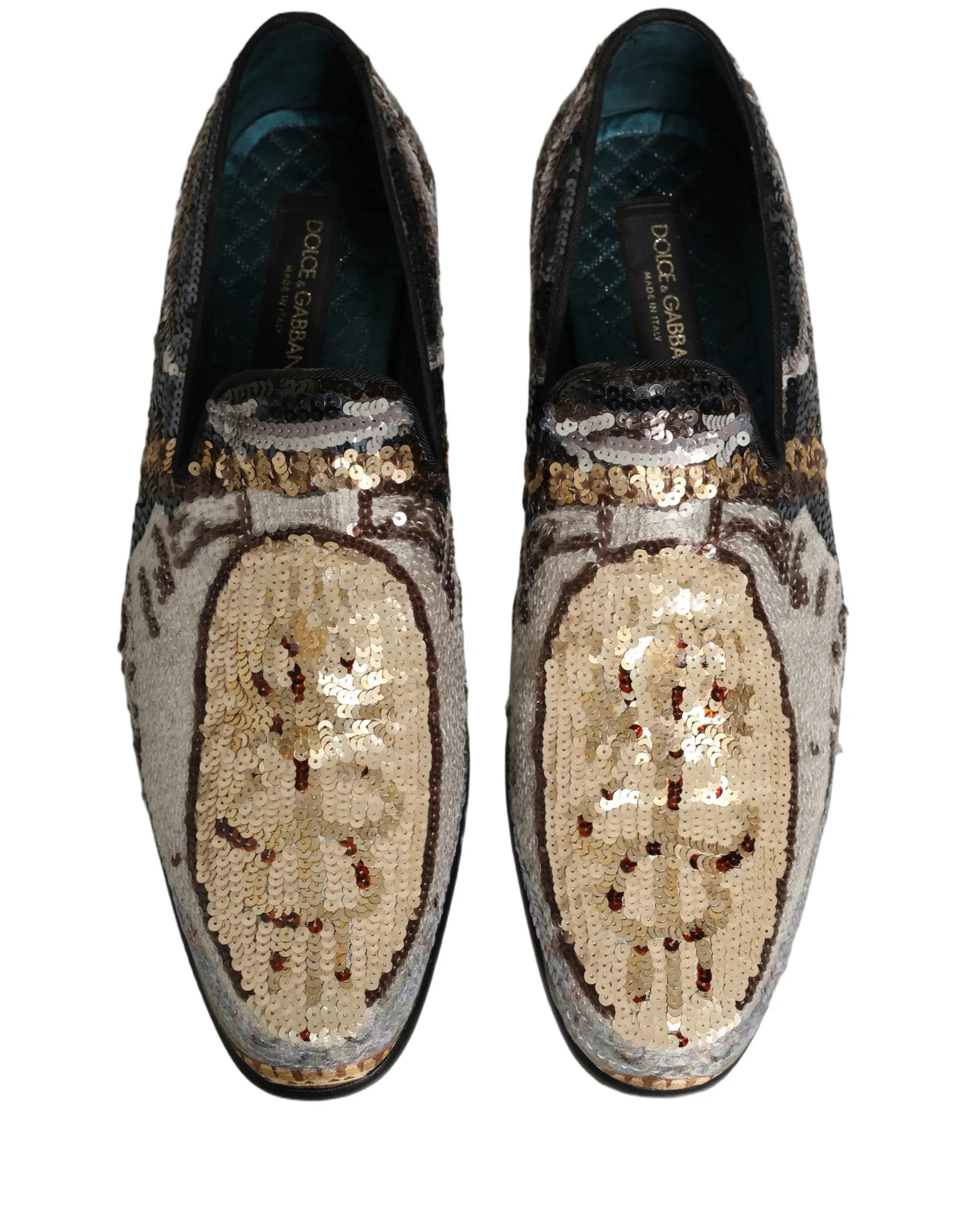 Dolce & Gabbana Multicolor Embroidered Sequin Loafers Shoes