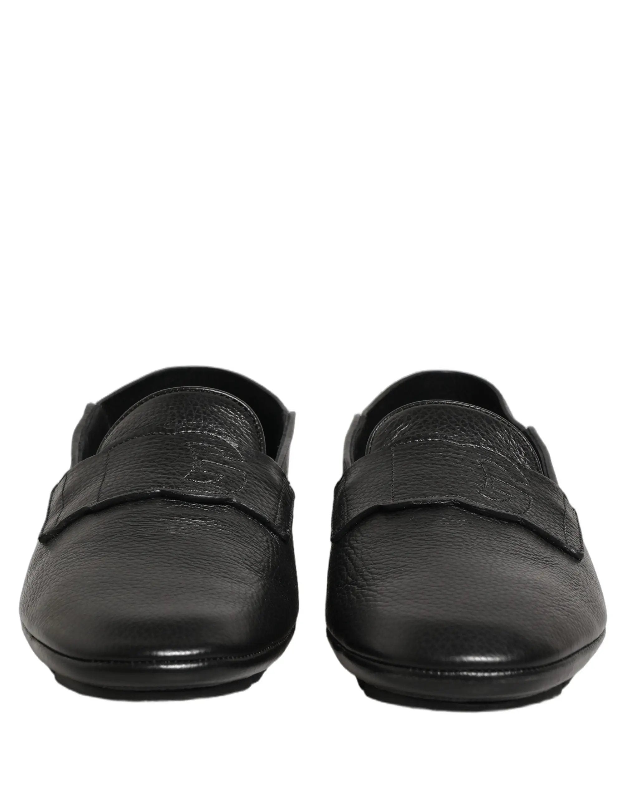 Dolce & Gabbana Black Deerskin Leather Driver Loafers Shoes