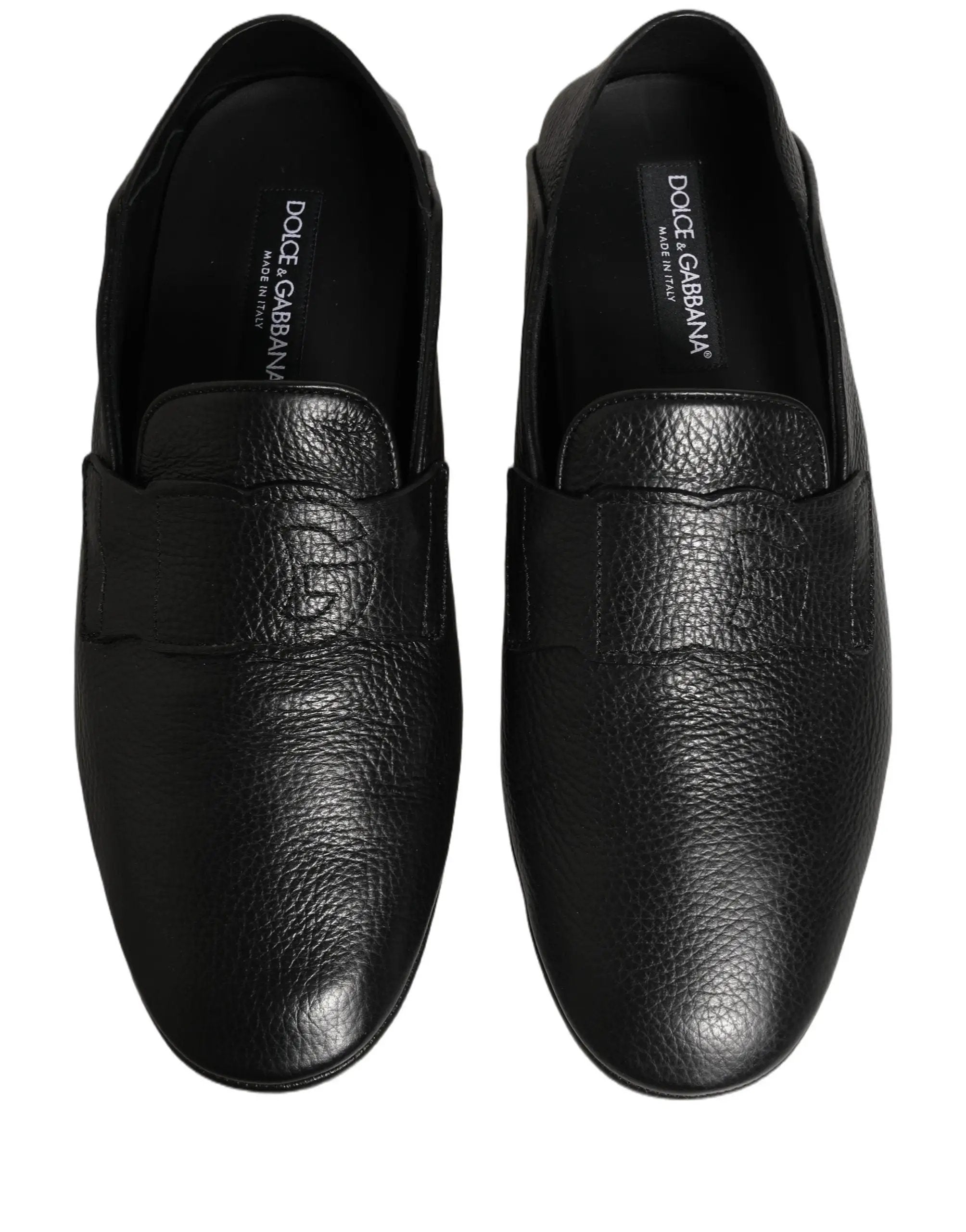Dolce & Gabbana Black Deerskin Leather Driver Loafers Shoes