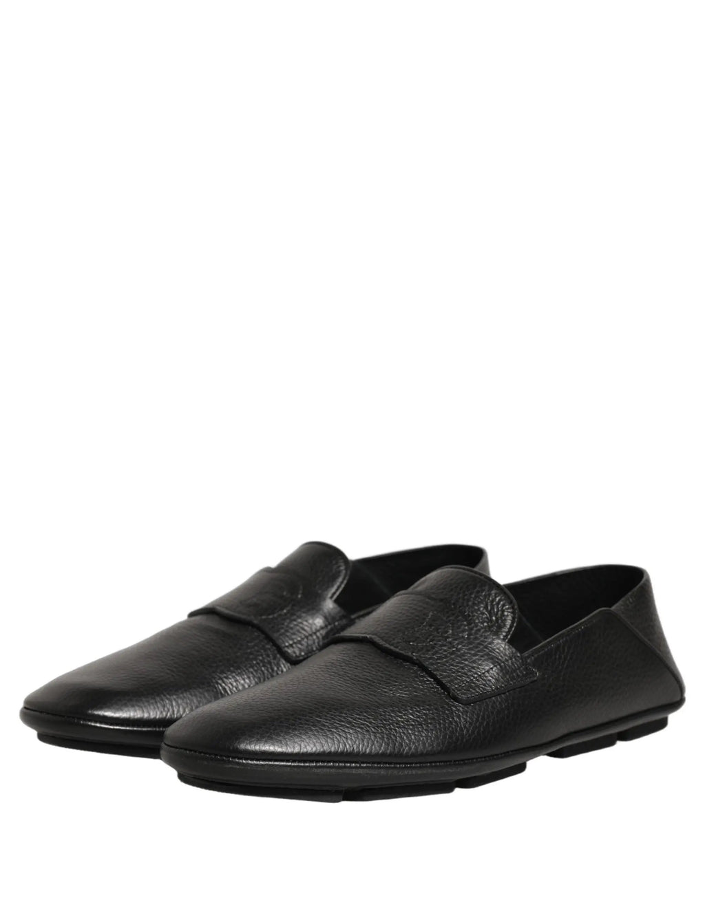 Dolce & Gabbana Black Deerskin Leather Driver Loafers Shoes