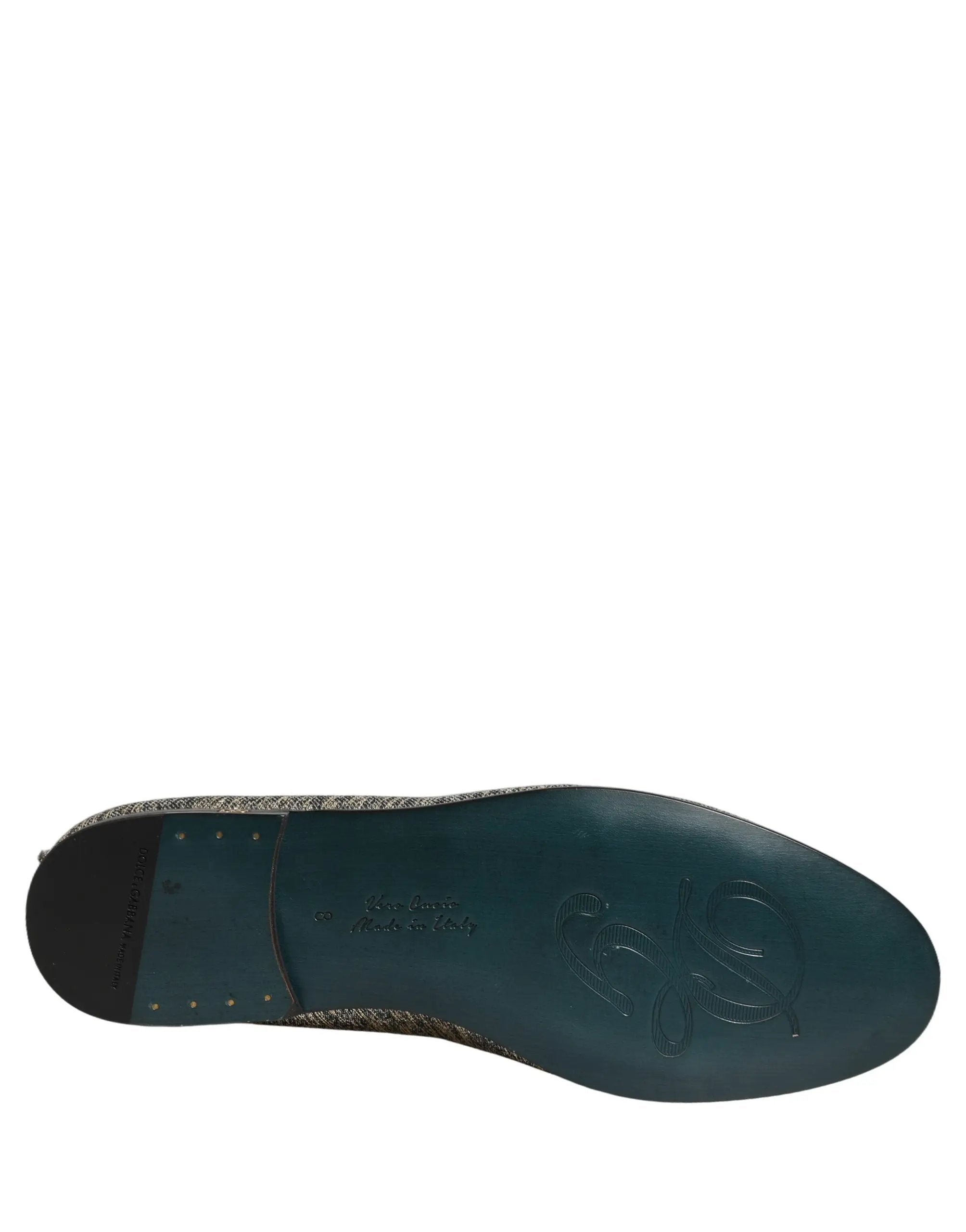 Chaussures Loafers Dolce & Gabbana Grises Pailletées Lurex Logo DG
