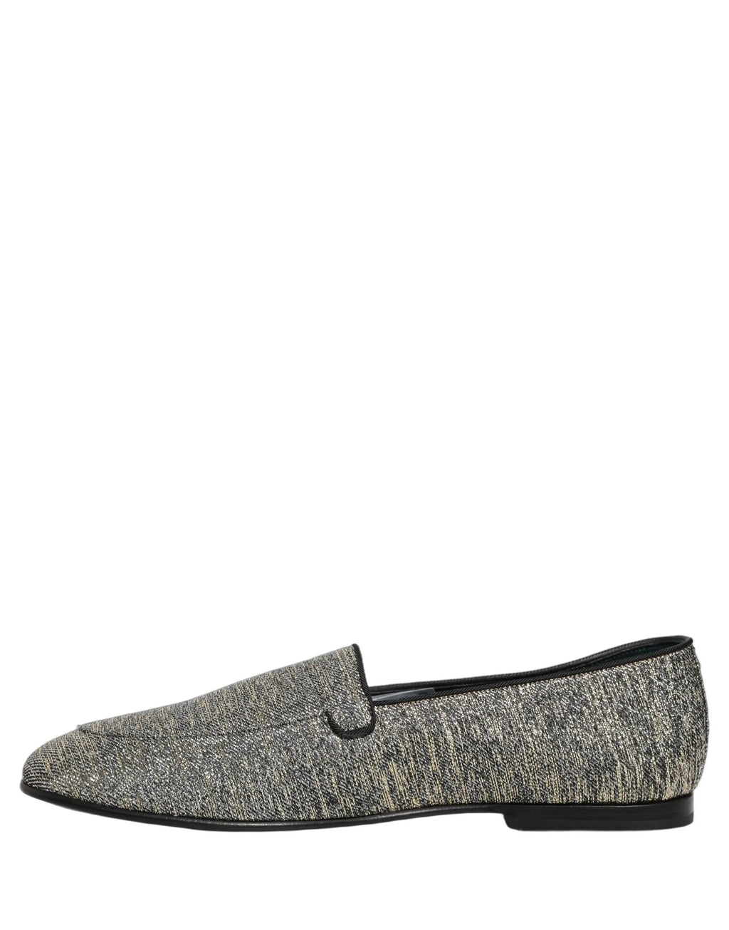 Chaussures Loafers Dolce & Gabbana Grises Pailletées Lurex Logo DG