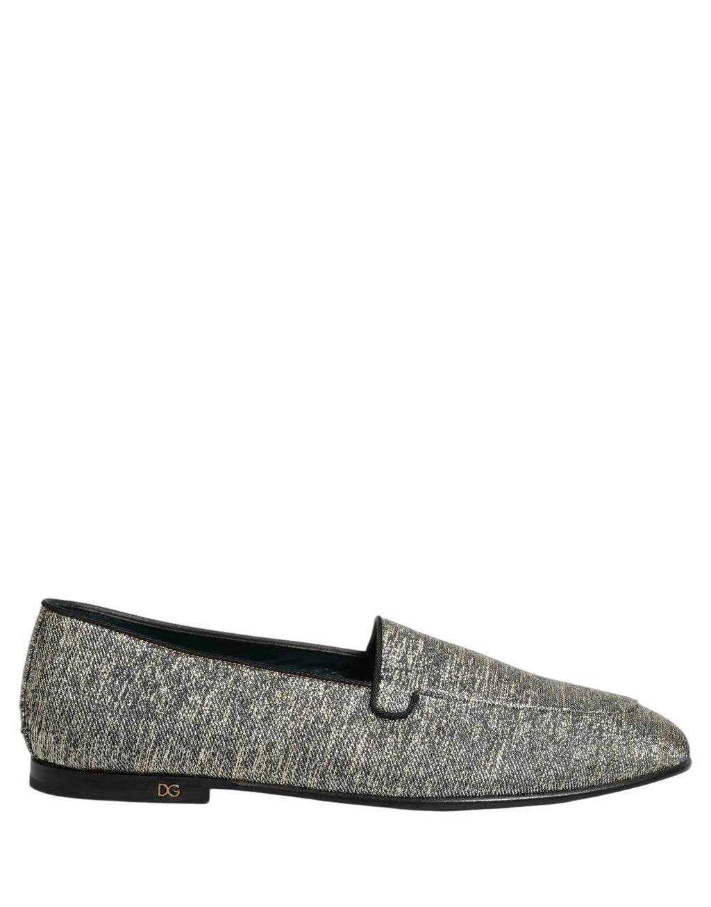 Chaussures Loafers Dolce & Gabbana Grises Pailletées Lurex Logo DG