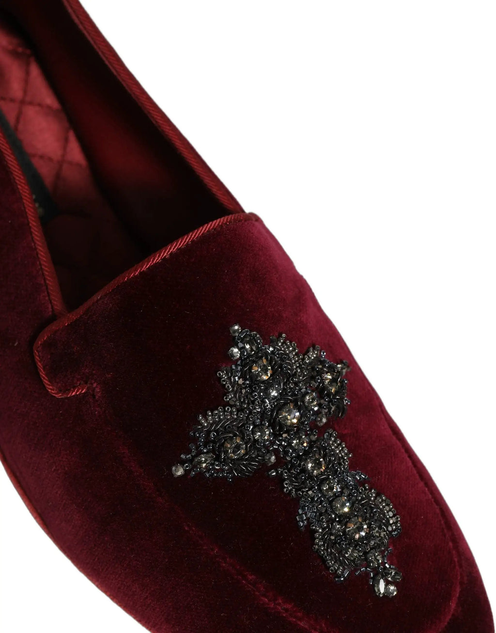 Mocassins de ville rouges en suède orné pour homme Dolce & Gabbana