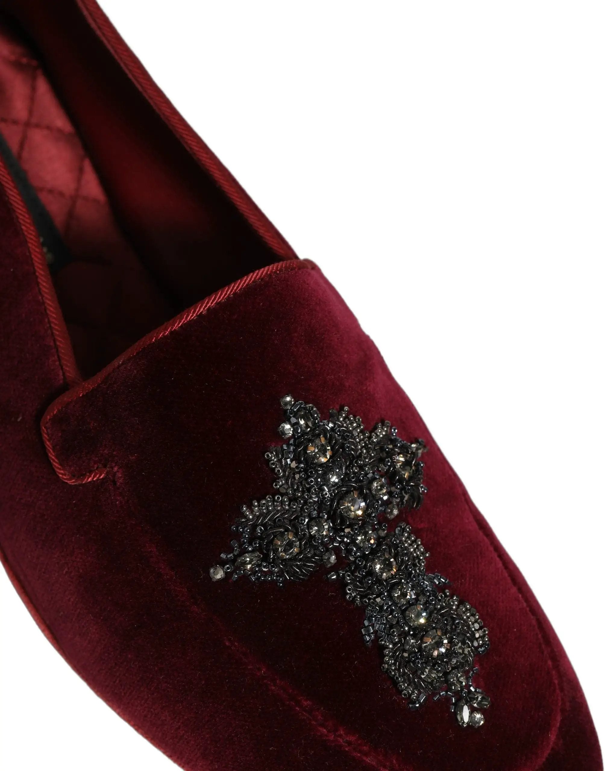 Mocassins de ville rouges en suède orné pour homme Dolce & Gabbana