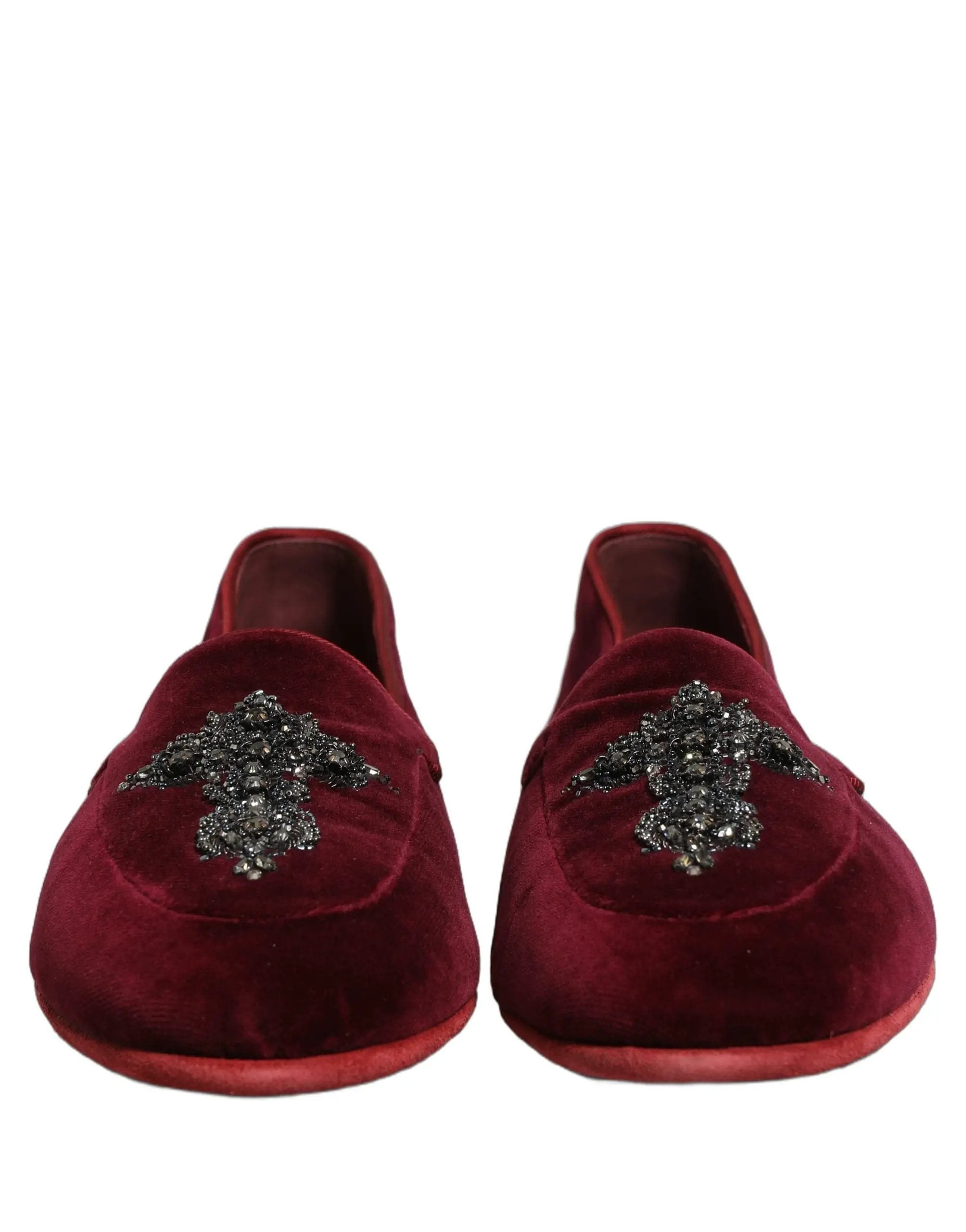 Mocassins de ville rouges en suède orné pour homme Dolce & Gabbana