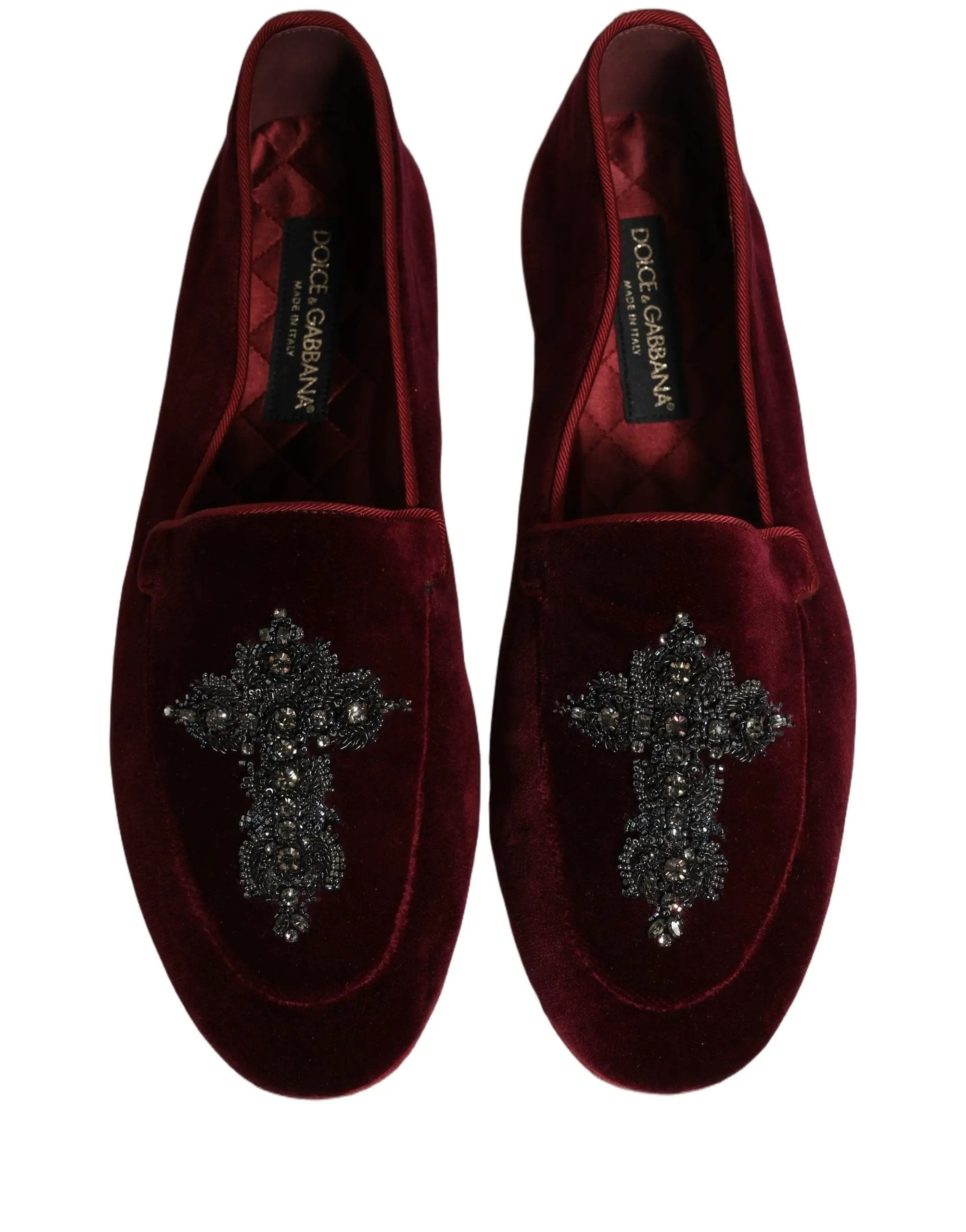 Mocassins de ville rouges en suède orné pour homme Dolce & Gabbana